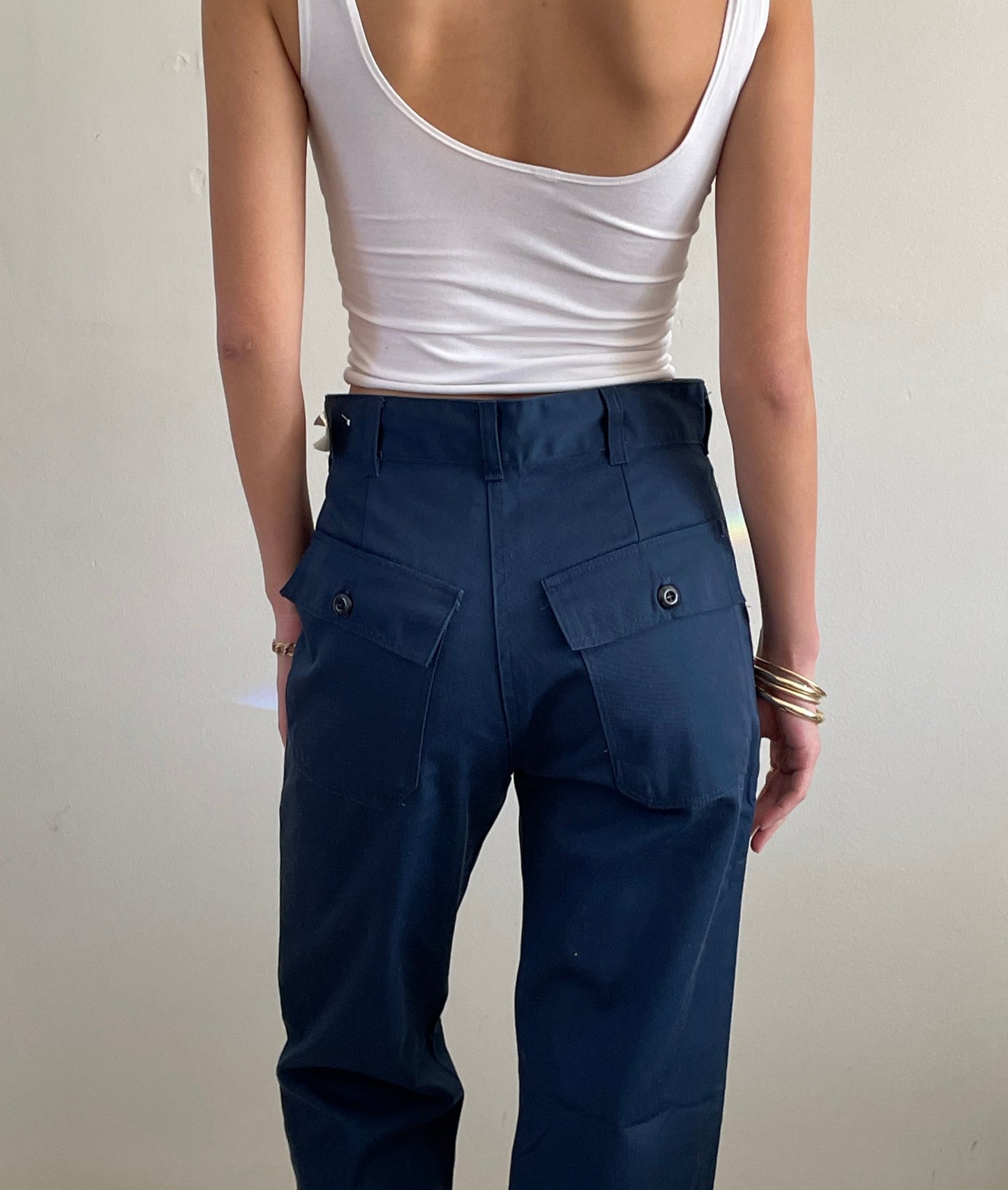vintage navy blue utility uniform work cotton blend pants tall size 30