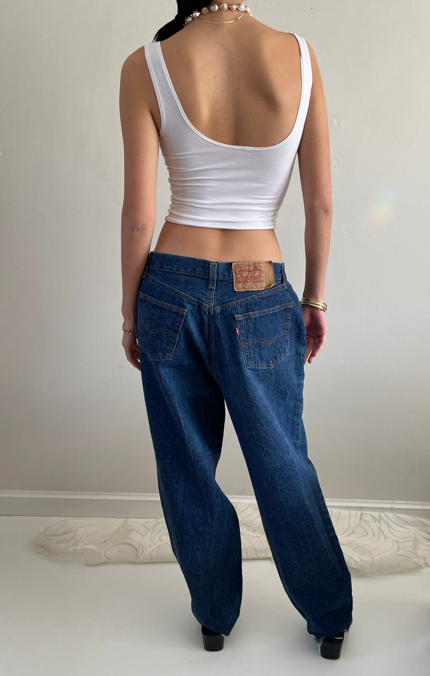 vintage 70s Levi's raw dark wash baggy Levis jeans 501 0115 32 x 30