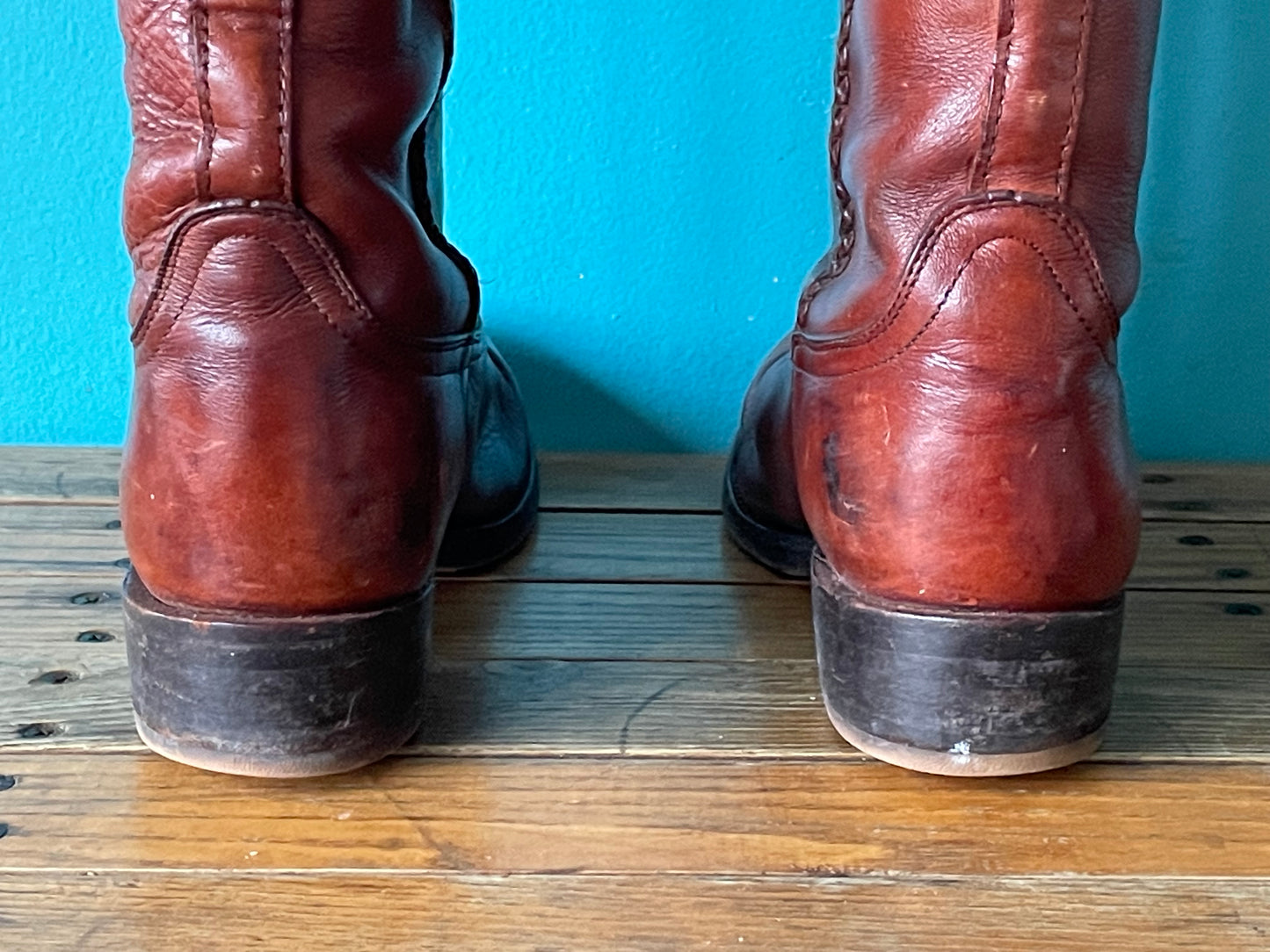 Vintage 70s Frye Leather Boots Tall Chestnut Leather Campus Boots 7.5 B
