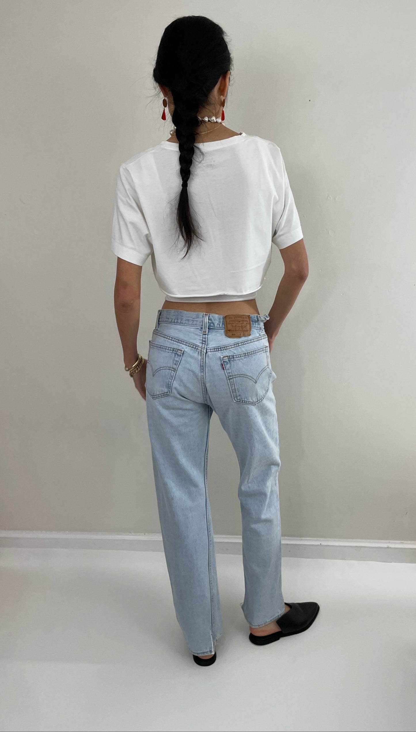 Vintage 80s Levi's 501 faded light wash button fly boyfriend Levis red tab jeans made in USA size 29 x 31