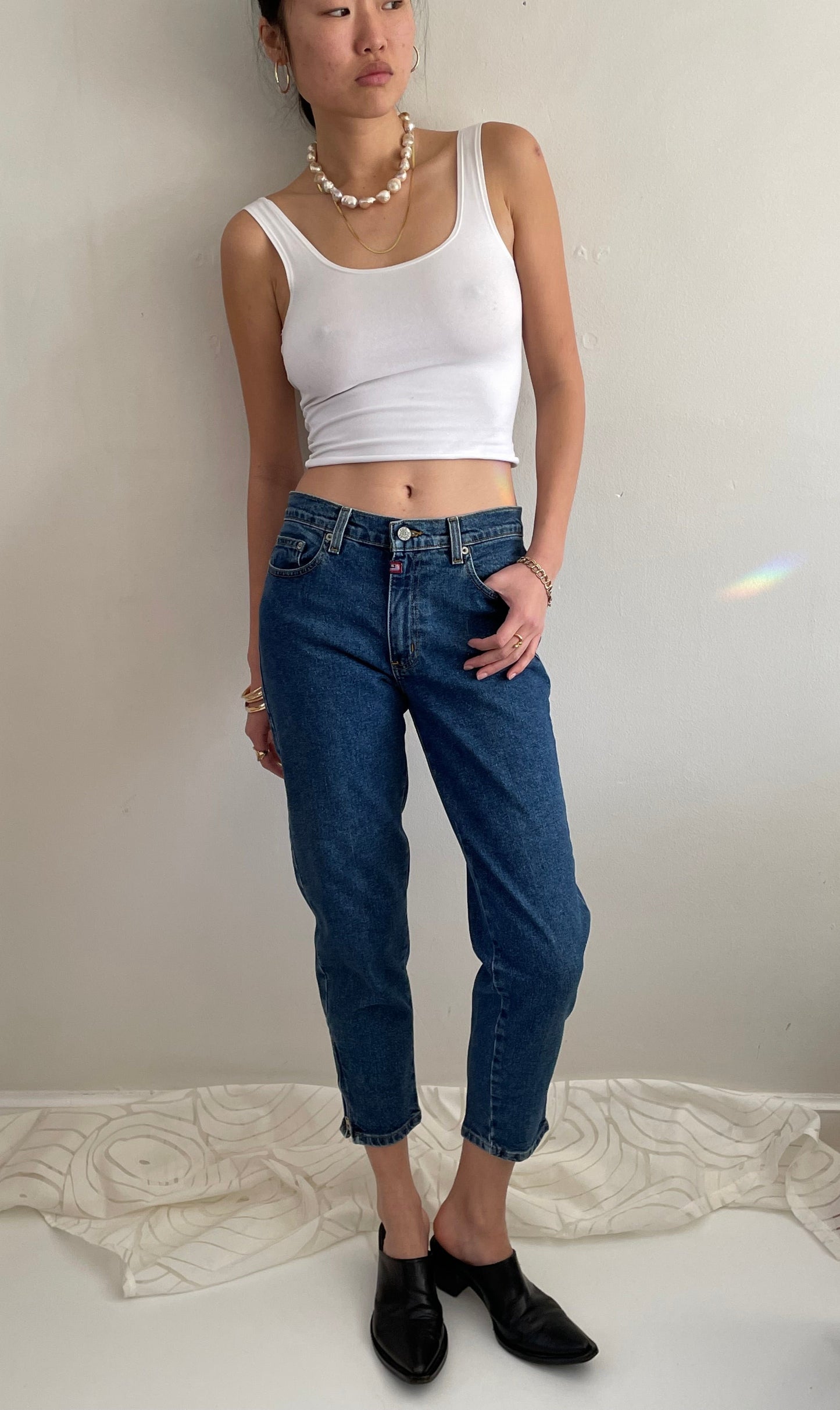 vintage 90s Ralph Lauren cropped capri ankle zip jeans size 29 waist
