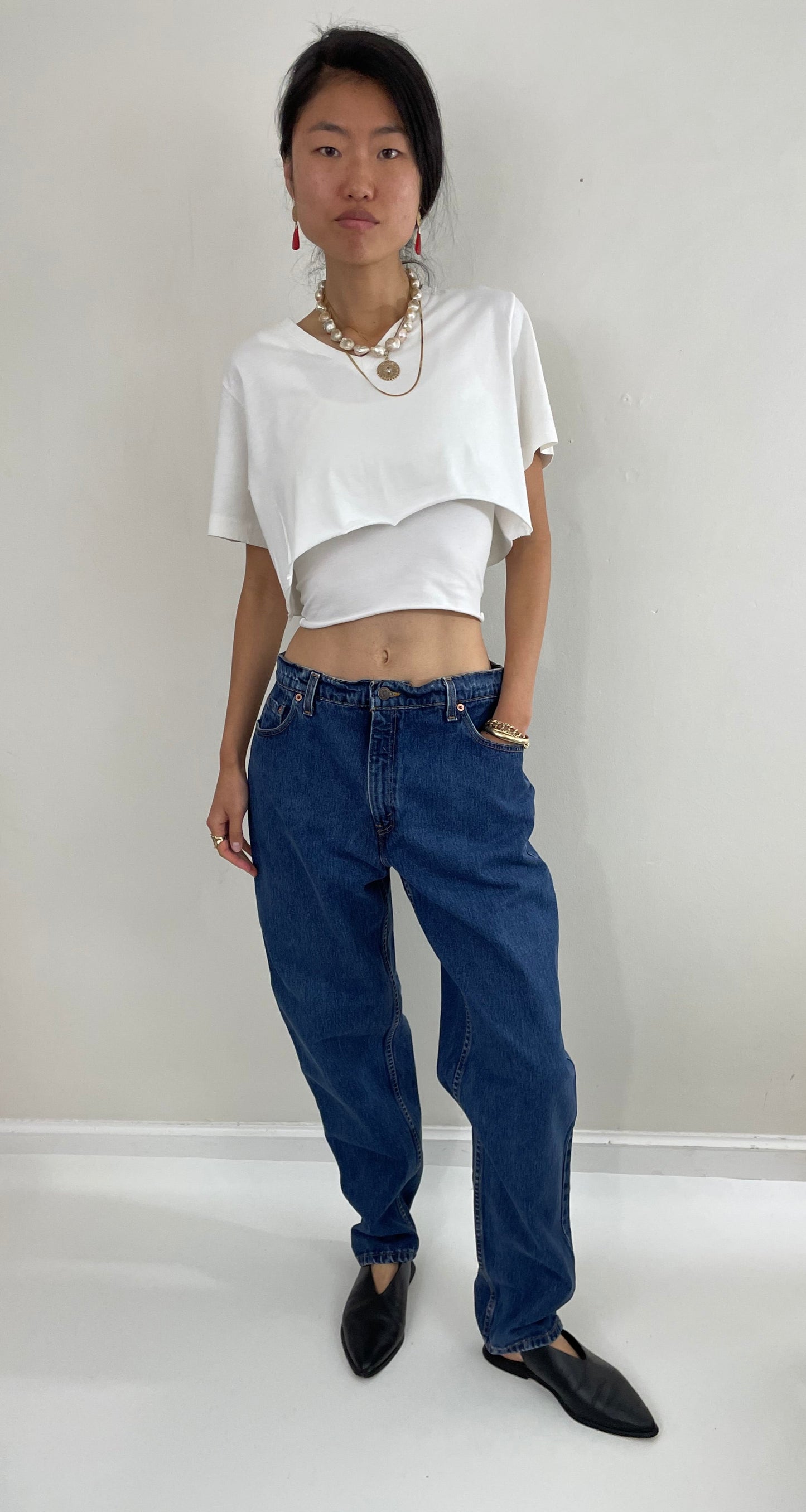 Vintage 80s Levi's 550 high waisted dark wash zipper tall mom Levis jeans size waist 32 x 32