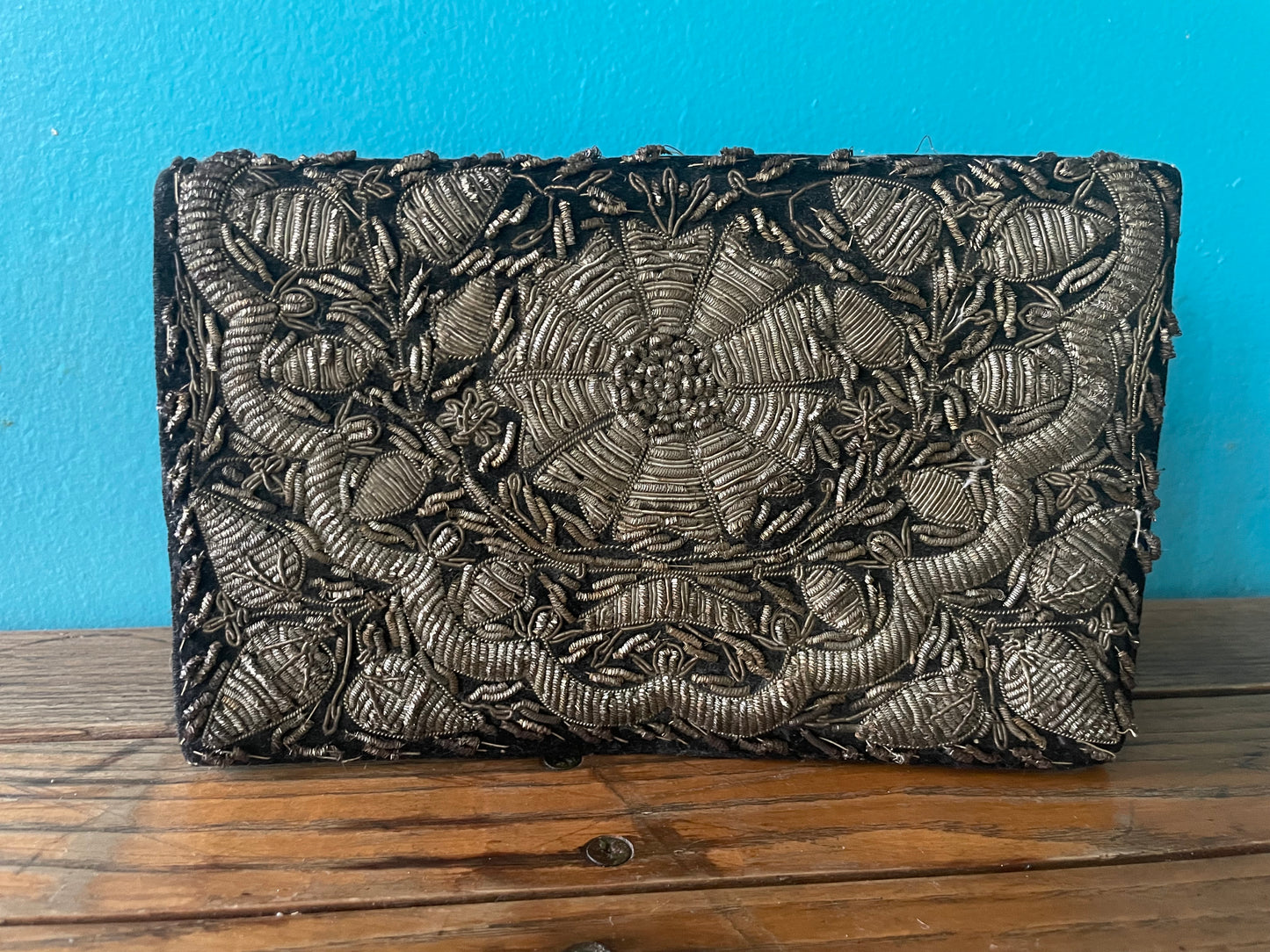 Vintage antique embroidered small clutch