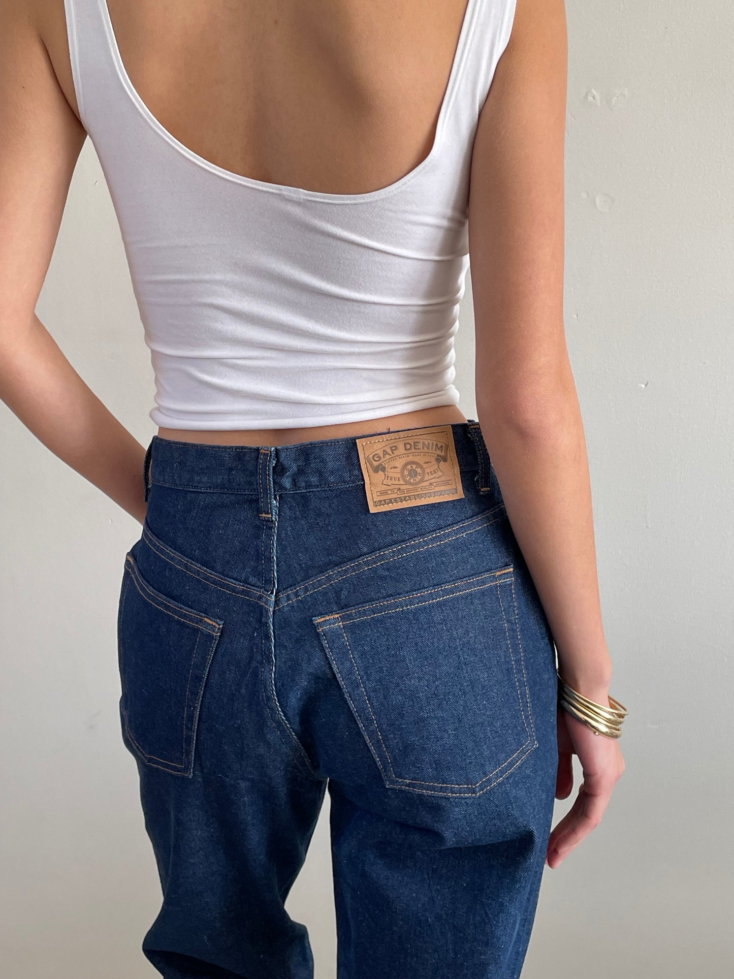 vintage 90s Gap dark wash high waisted classic button fly original GAP deadstock denim jeans USA deadstock | 27 Waist