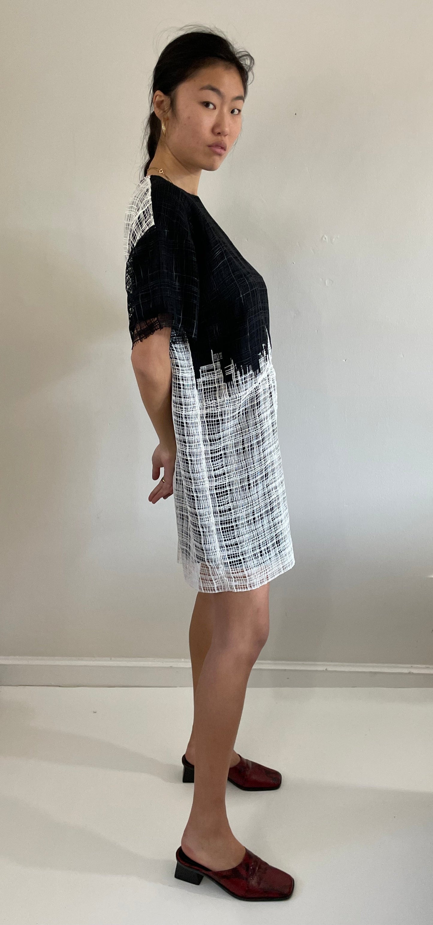 vintage Y2K black and white short sleeve pullover shift dress Medium