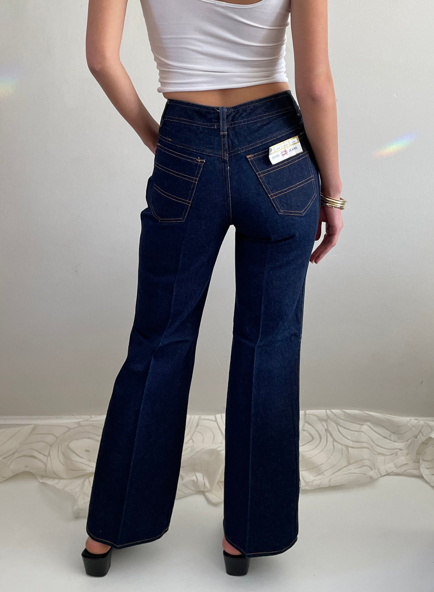 vintage 90s dark wash flared wide leg Deadstock NWT Swing Jeans | size 26 waist