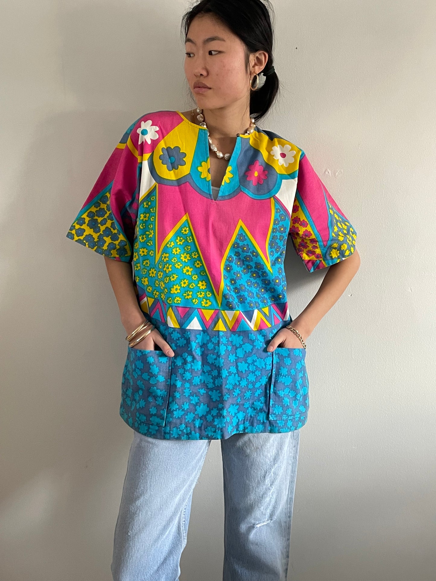 vintage 60s Mod beach cover up mini dress Surf Togs