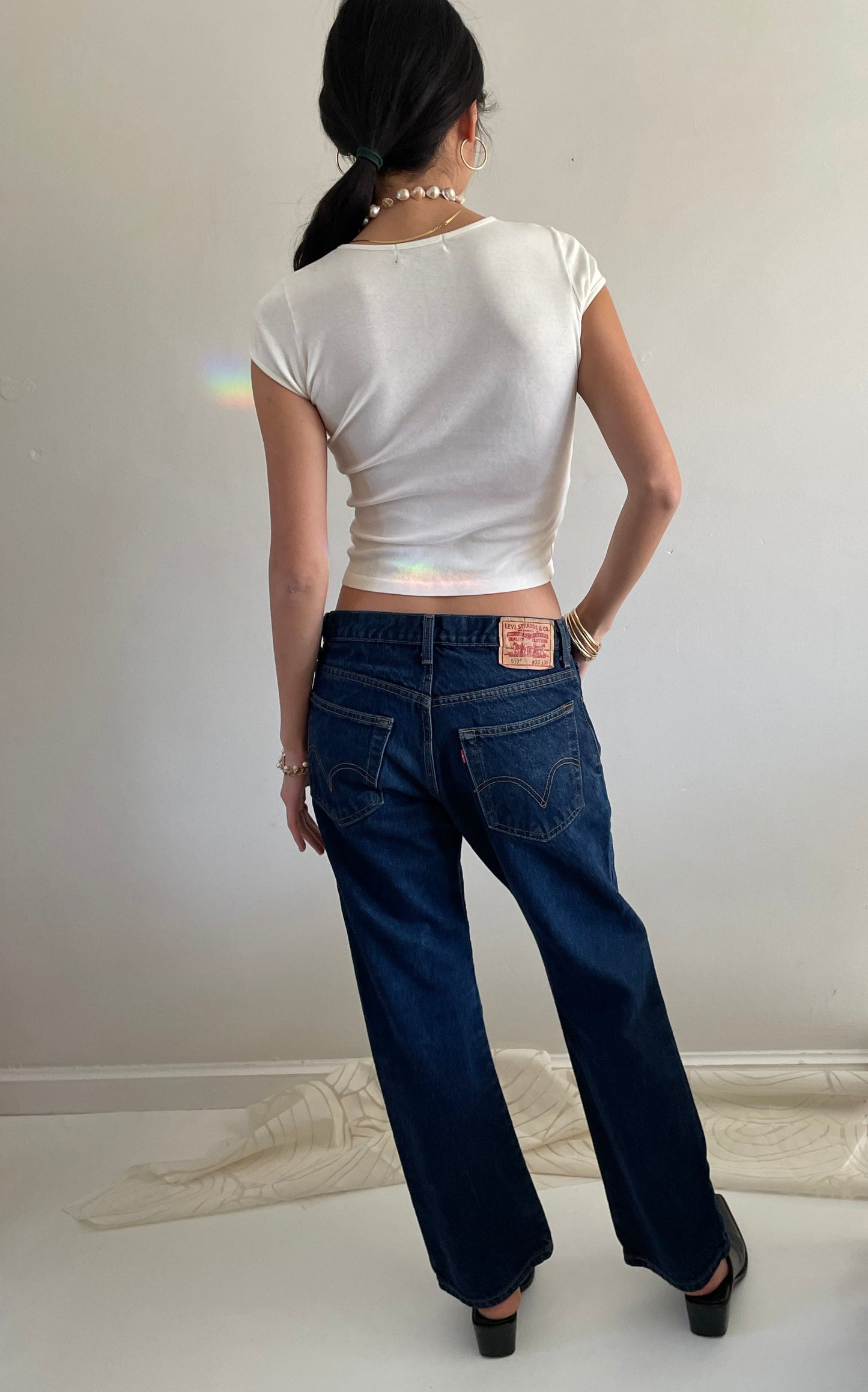 vintage Levi's 517 dark wash boyfriend cowboy zipper fly Levis jeans size 32 x 30