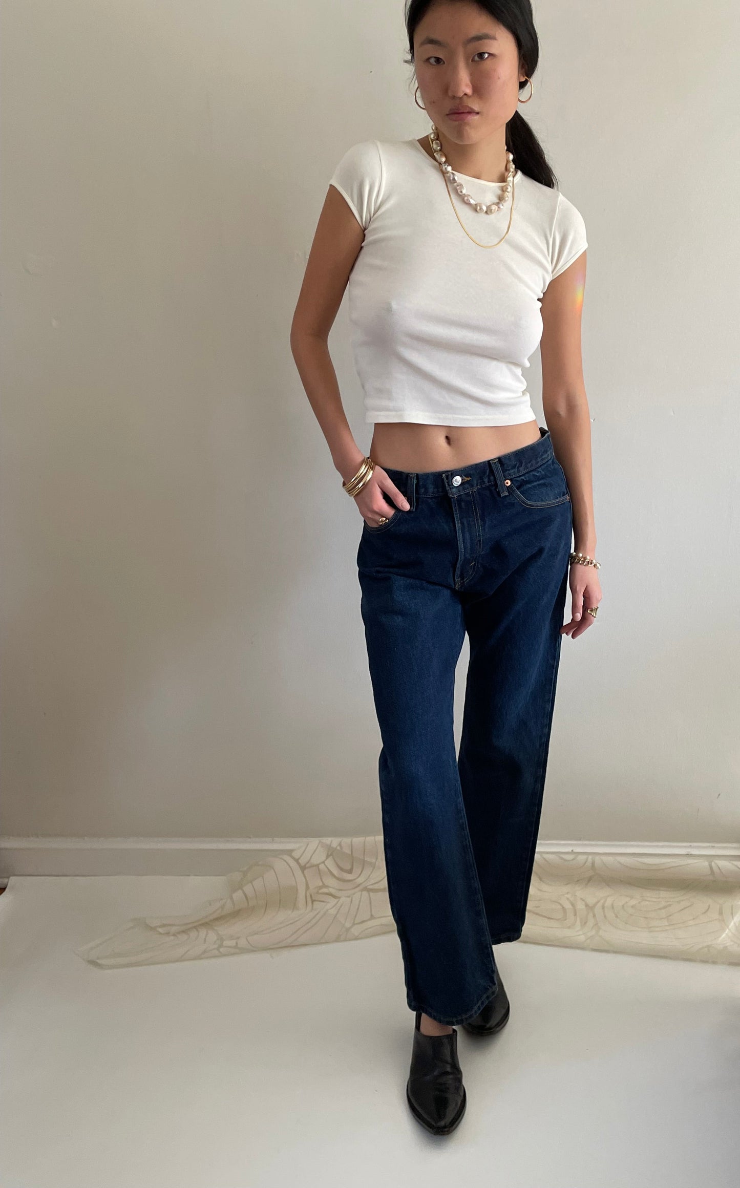 vintage Levi's 517 dark wash boyfriend cowboy zipper fly Levis jeans size 32 x 30