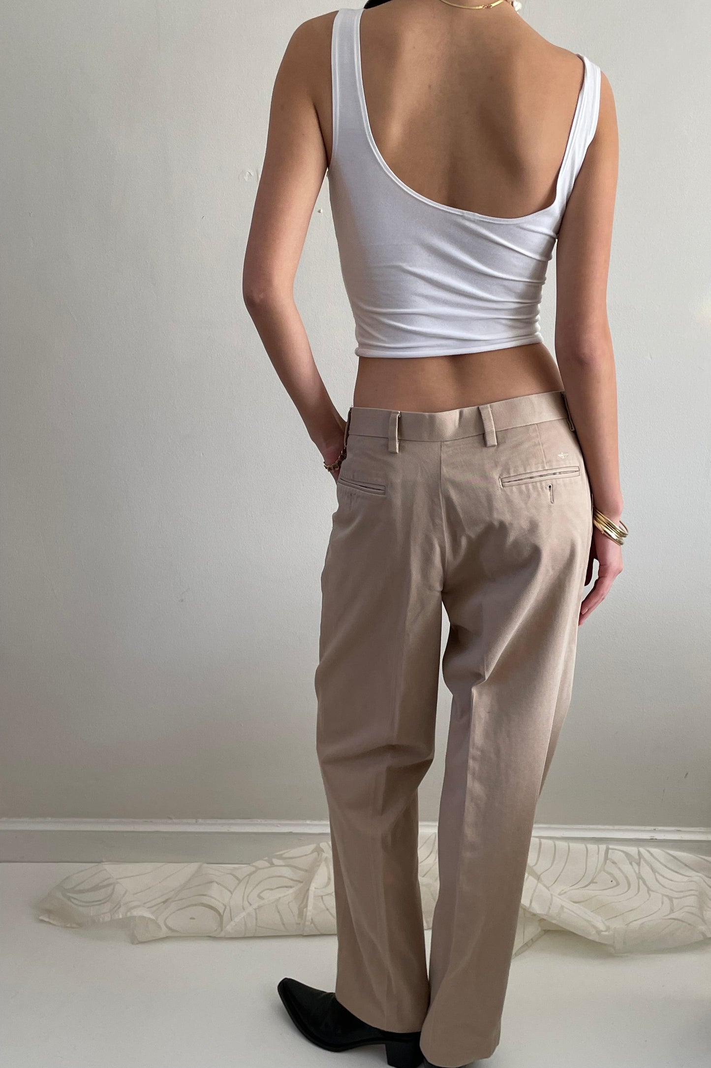 vintage 90s pleated cotton twill khakis chinos boyfriend pants trousers size 32