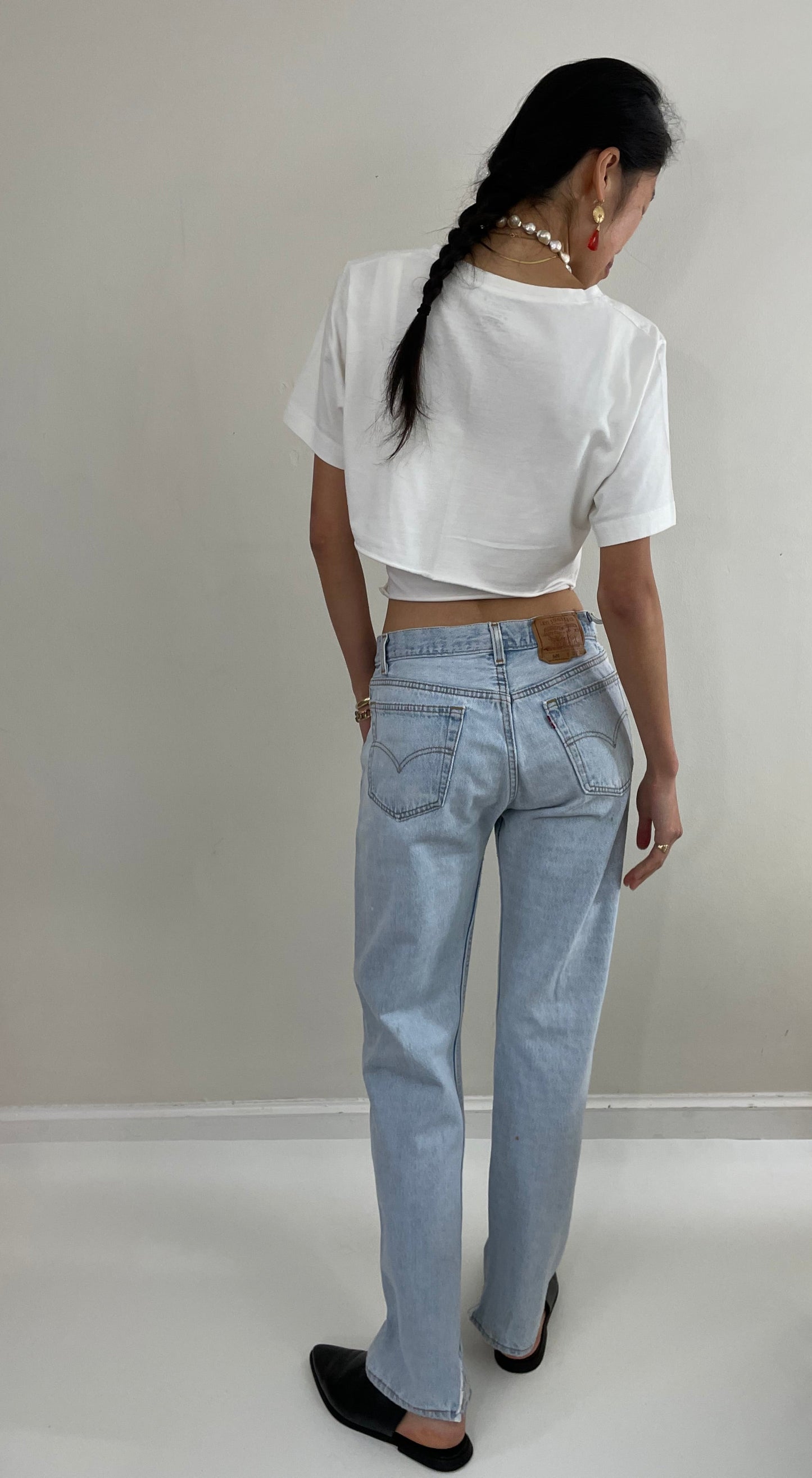 Vintage 80s Levi's 501 faded light wash button fly boyfriend Levis red tab jeans made in USA size 29 x 31