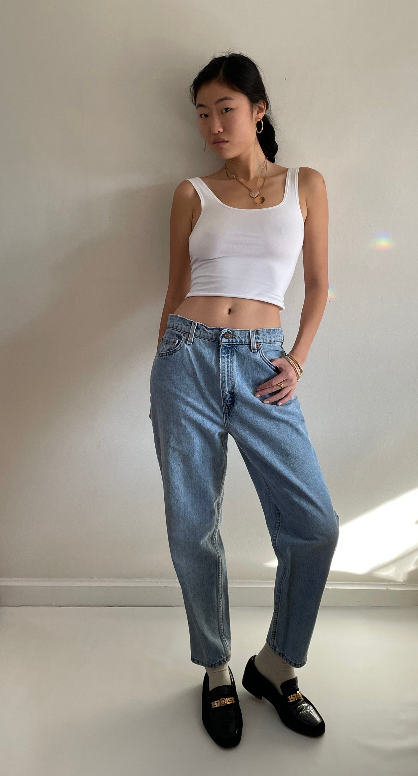 Levi's 525 light stonewash high waisted zipper fly boyfriend Levis jeans size 30