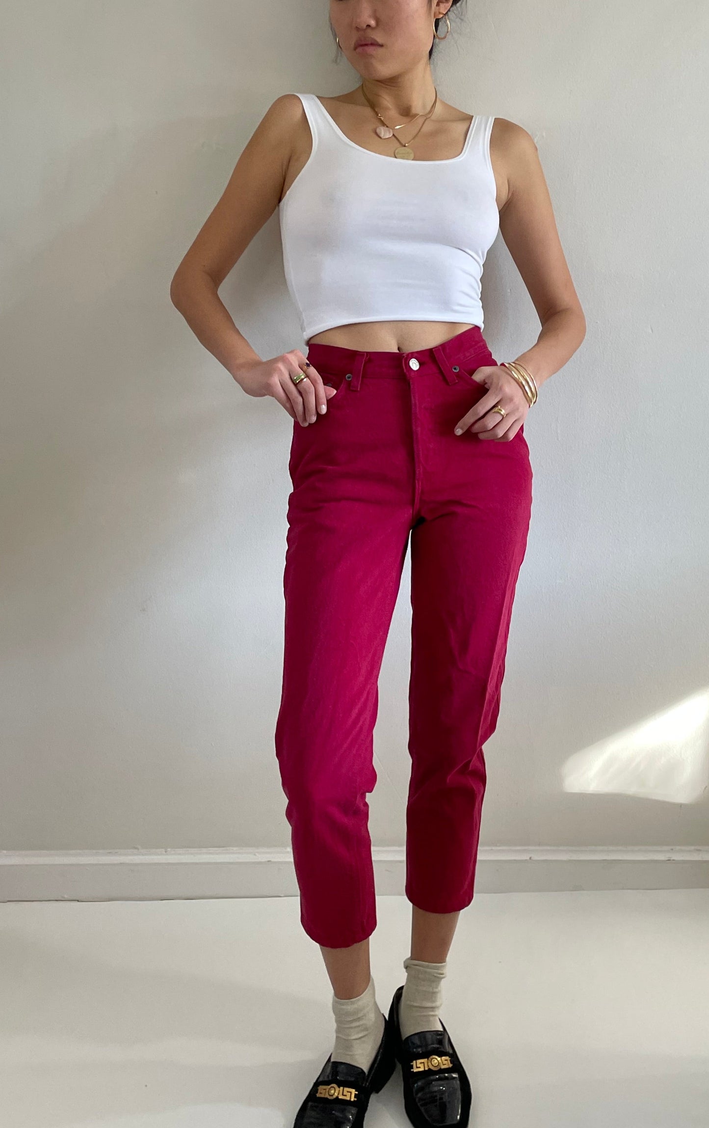 vintage red Levi's 501 high waisted button fly Levis womens red denim jeans size 25