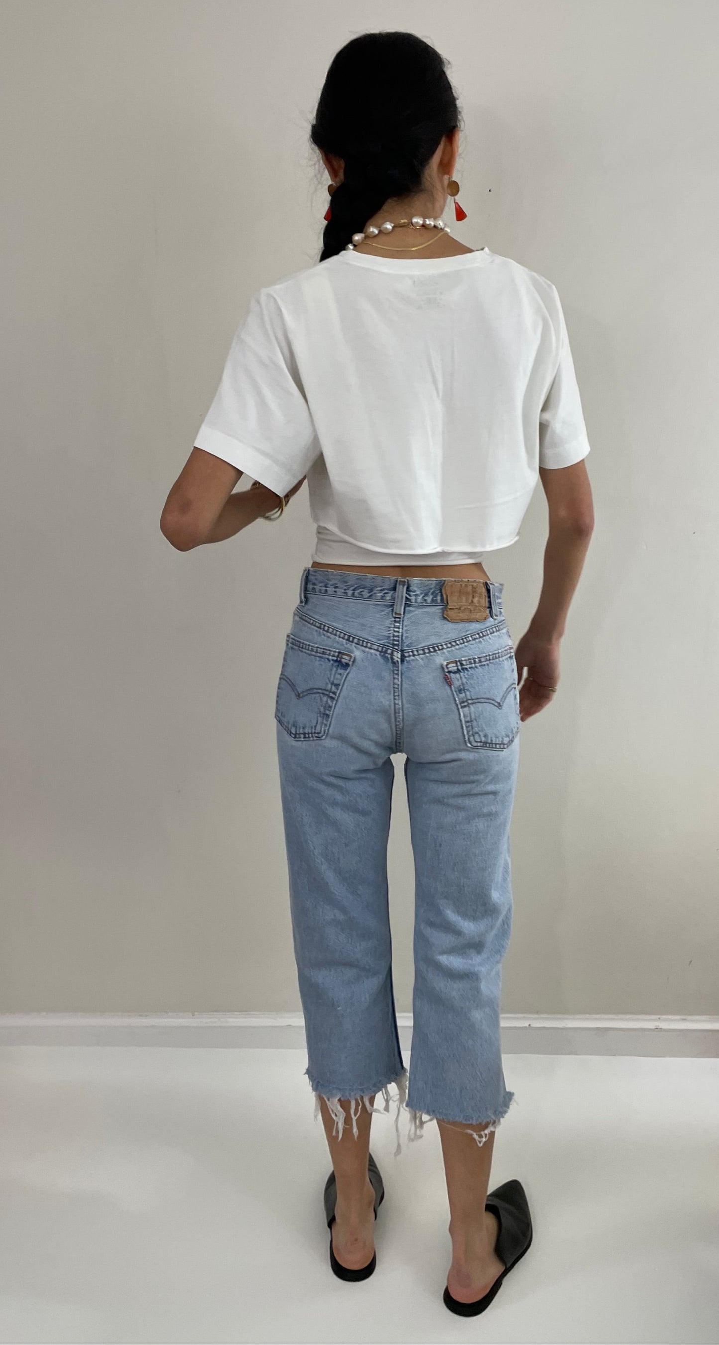 vintage 80s Levi's 501 faded button fly boyfriend cropped Levis jeans size 28