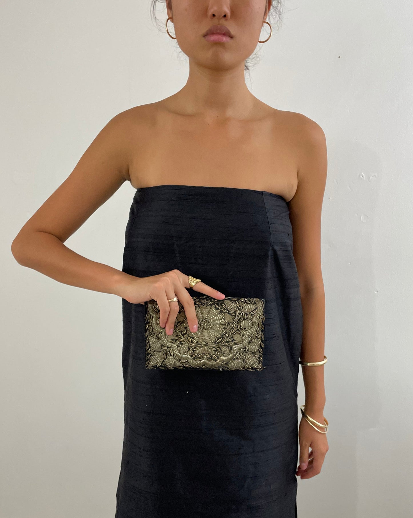 Vintage antique embroidered small clutch