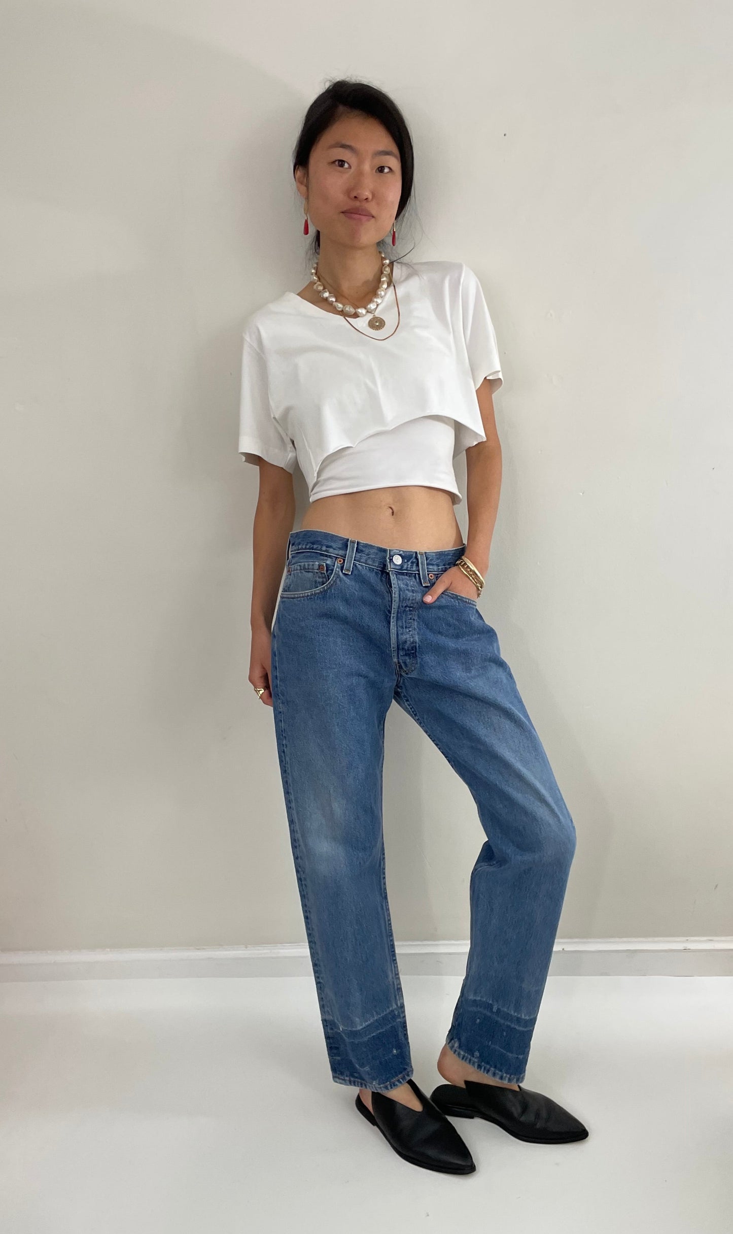 Vintage 80s Levi's 501 medium wash button fly iconic red tab faded Levis jeans made in USA size 30 x 30