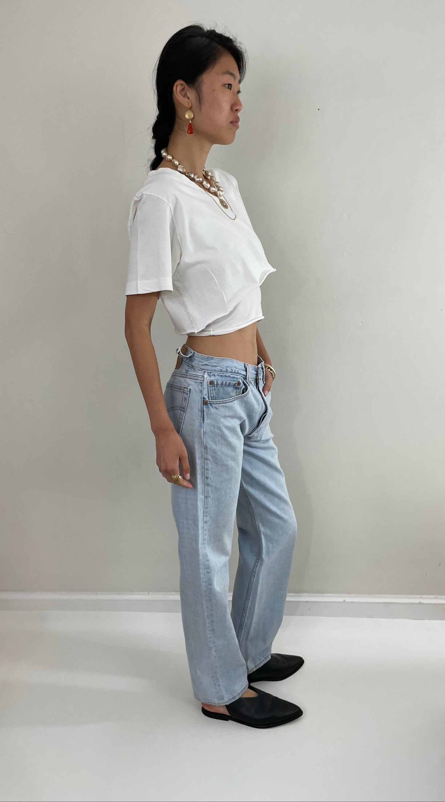 Vintage 80s Levi's 501 faded light wash button fly boyfriend Levis red tab jeans made in USA size 29 x 31