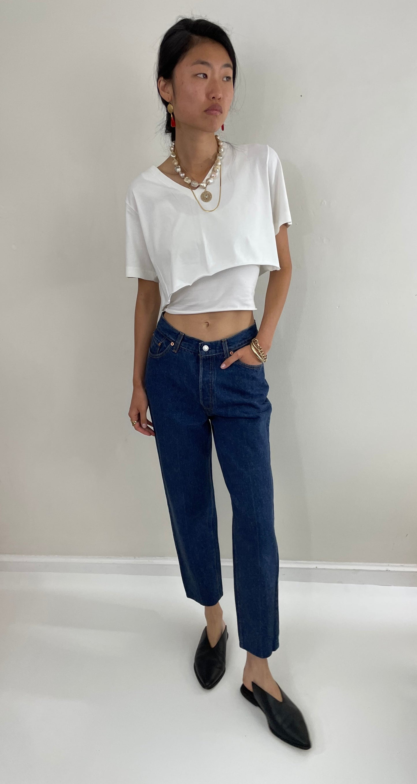 Vintage 80s Levi's 501 shrink to fit petite womens button fly dark wash Levis jeans size 27 x 27