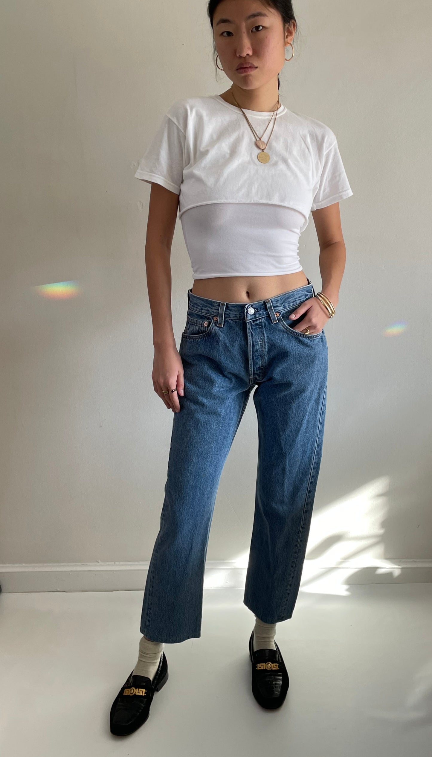 vintage Levi's 501 button fly medium wash womens Levis jeans size 29x28
