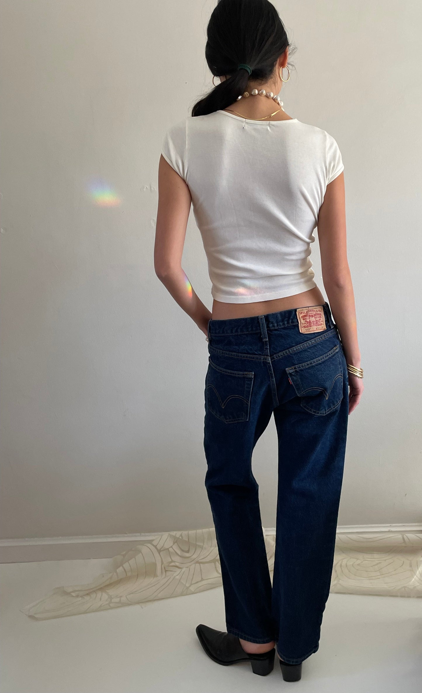 vintage Levi's 517 dark wash boyfriend cowboy zipper fly Levis jeans size 32 x 30