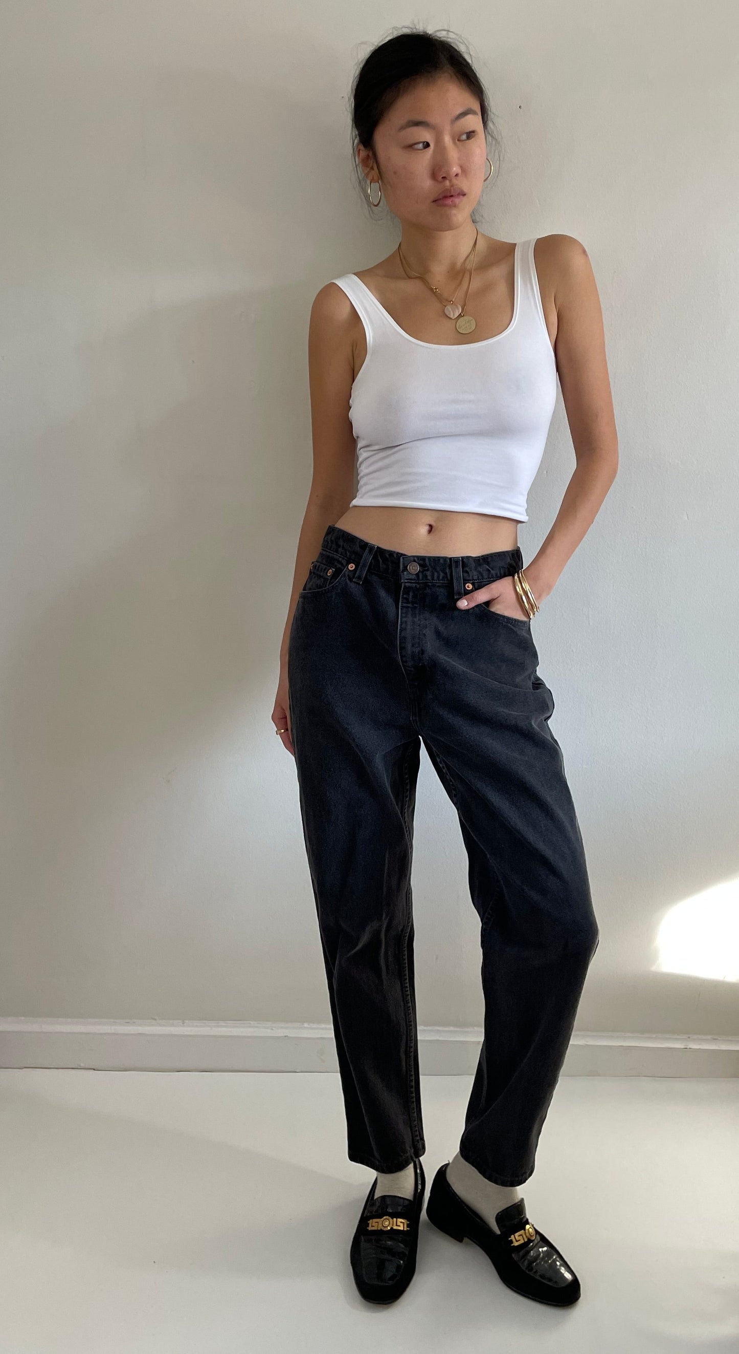 vintage black Levi's 512 high waisted zipper fly dark black Levis 512 jeans size Waist 29 (Copy)