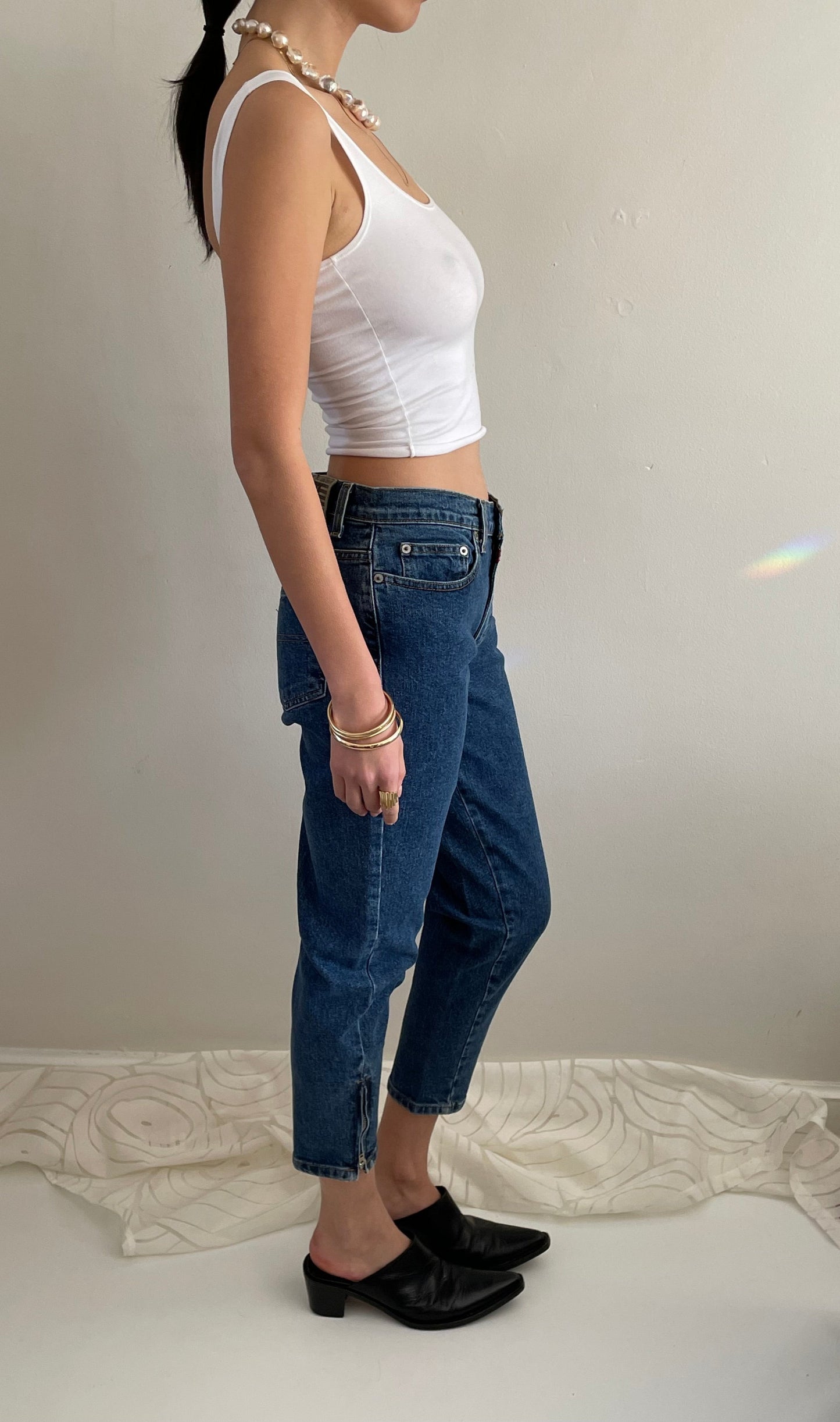 vintage 90s Ralph Lauren cropped capri ankle zip jeans size 29 waist