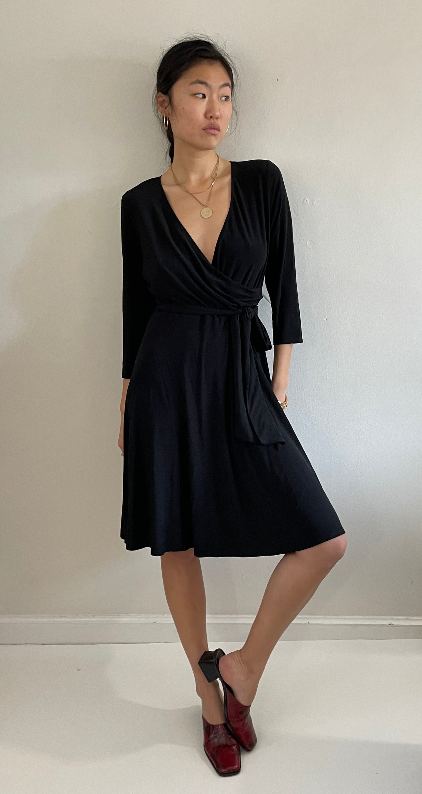 vintage y2k Ralph Lauren surplice neckline wrap dress