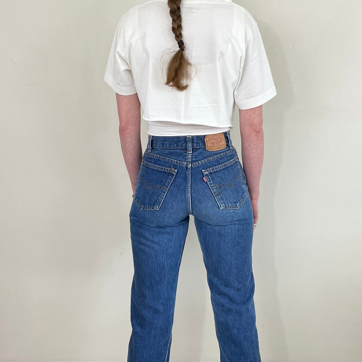 vintage 80s Levi's 501s button fly petite student fit medium wash Levis 701 jeans for women Small size 27 x 29