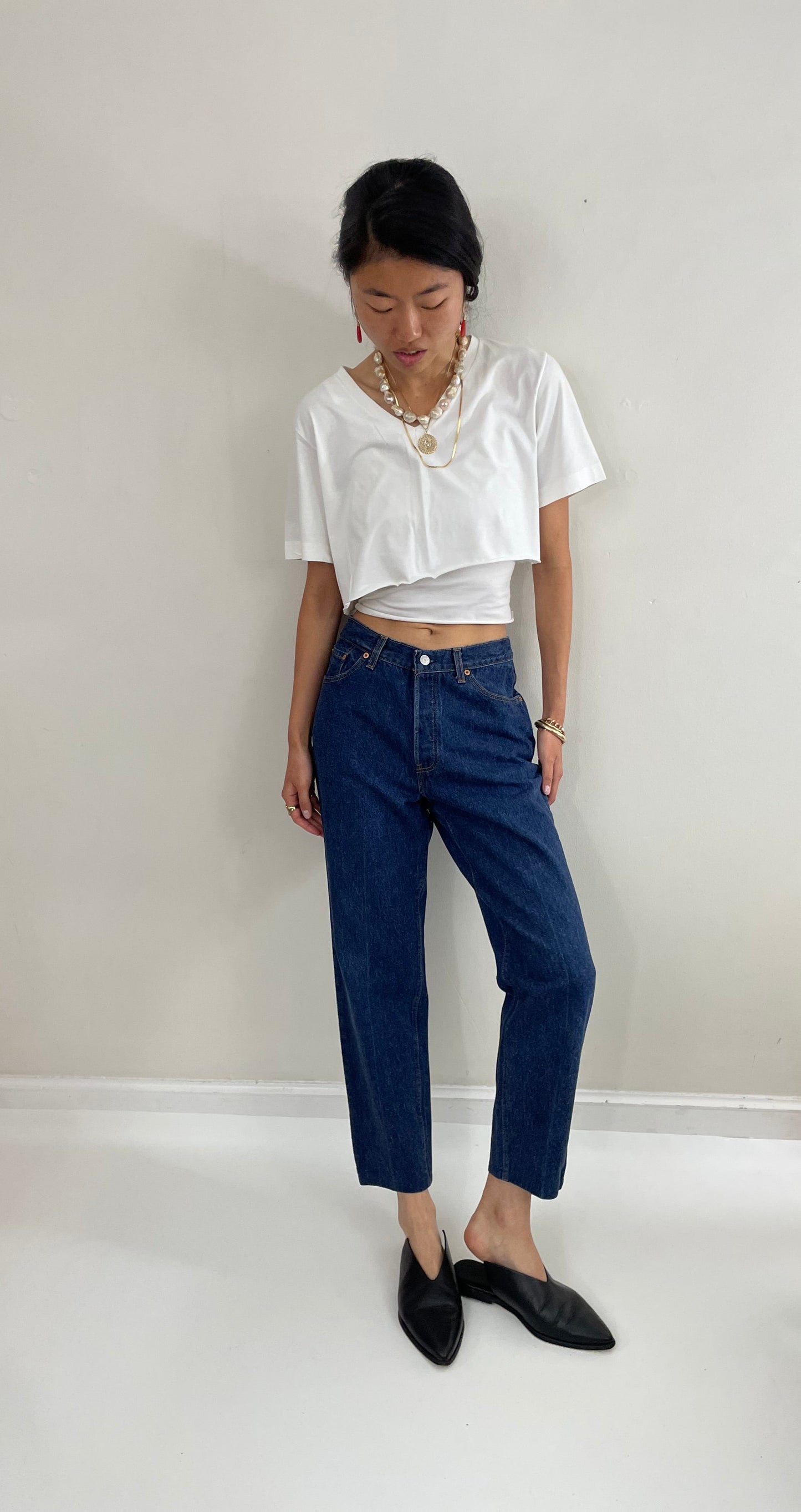 Vintage 80s Levi's 501 shrink to fit petite womens button fly dark wash Levis jeans size 27 x 27