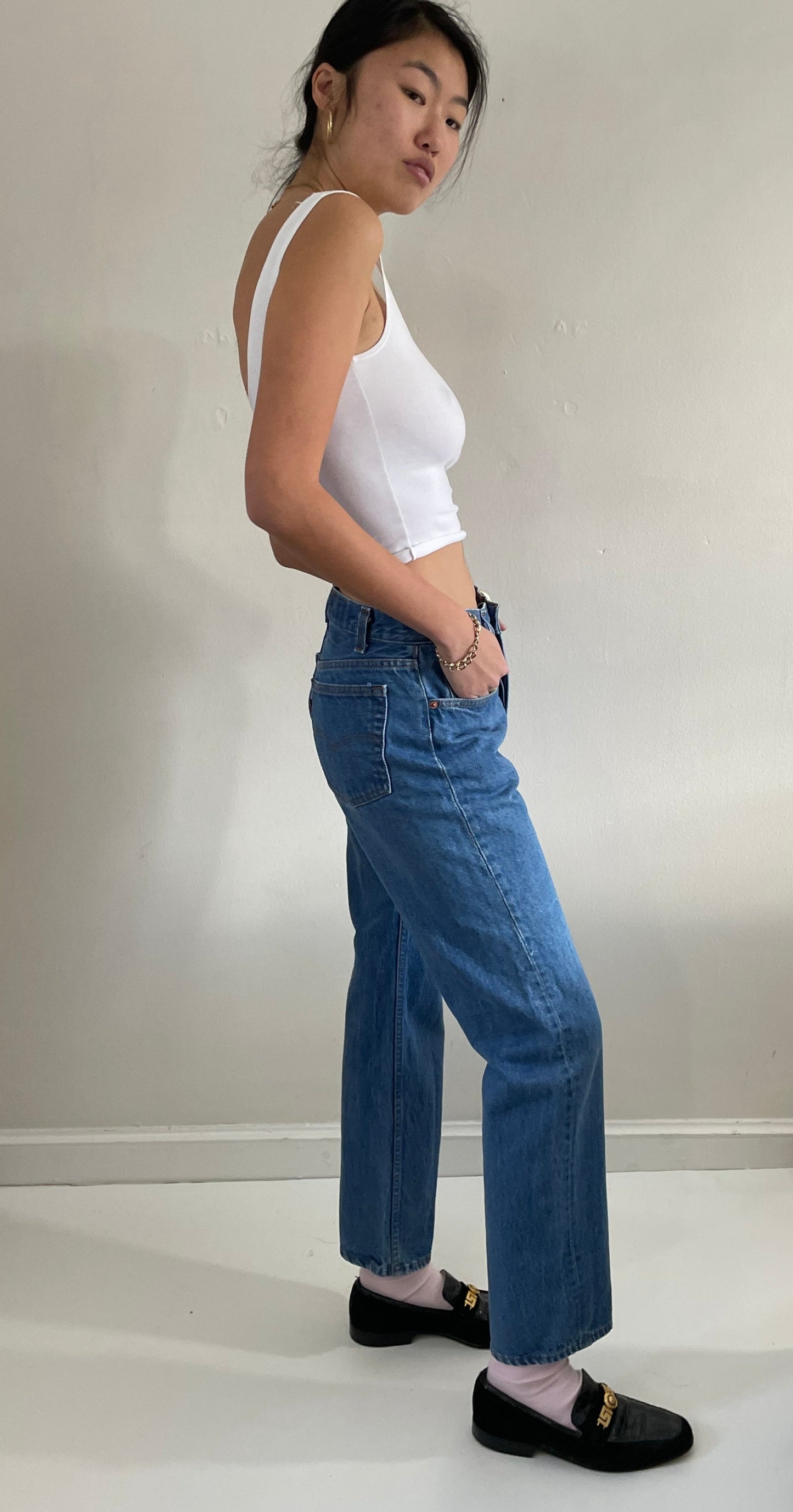vintage 70s Levi's 501 medium wash button fly boyfriend faded Levis jeans size 30 x 30