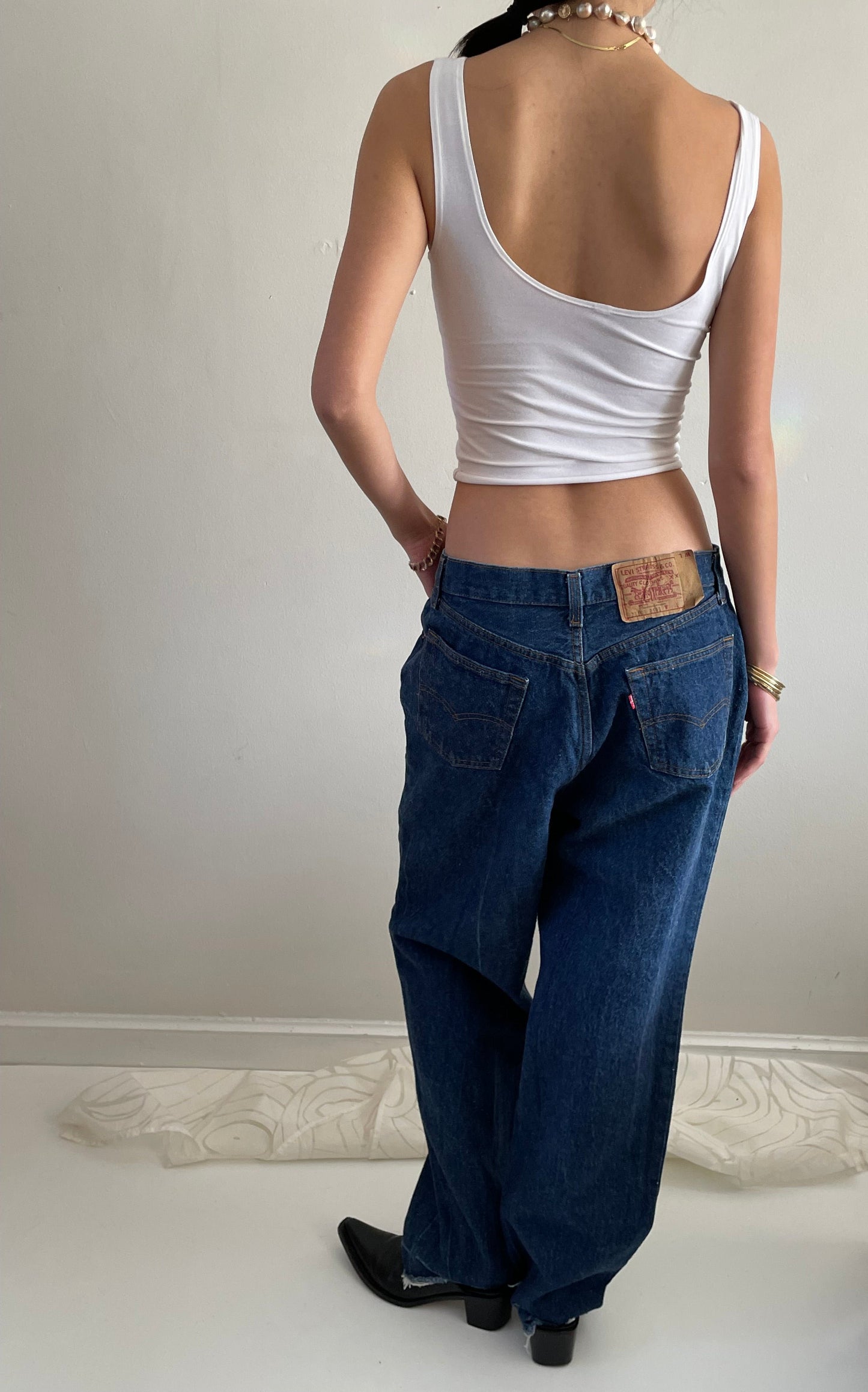 vintage 70s Levi's raw dark wash baggy Levis jeans 501 0115 32 x 30