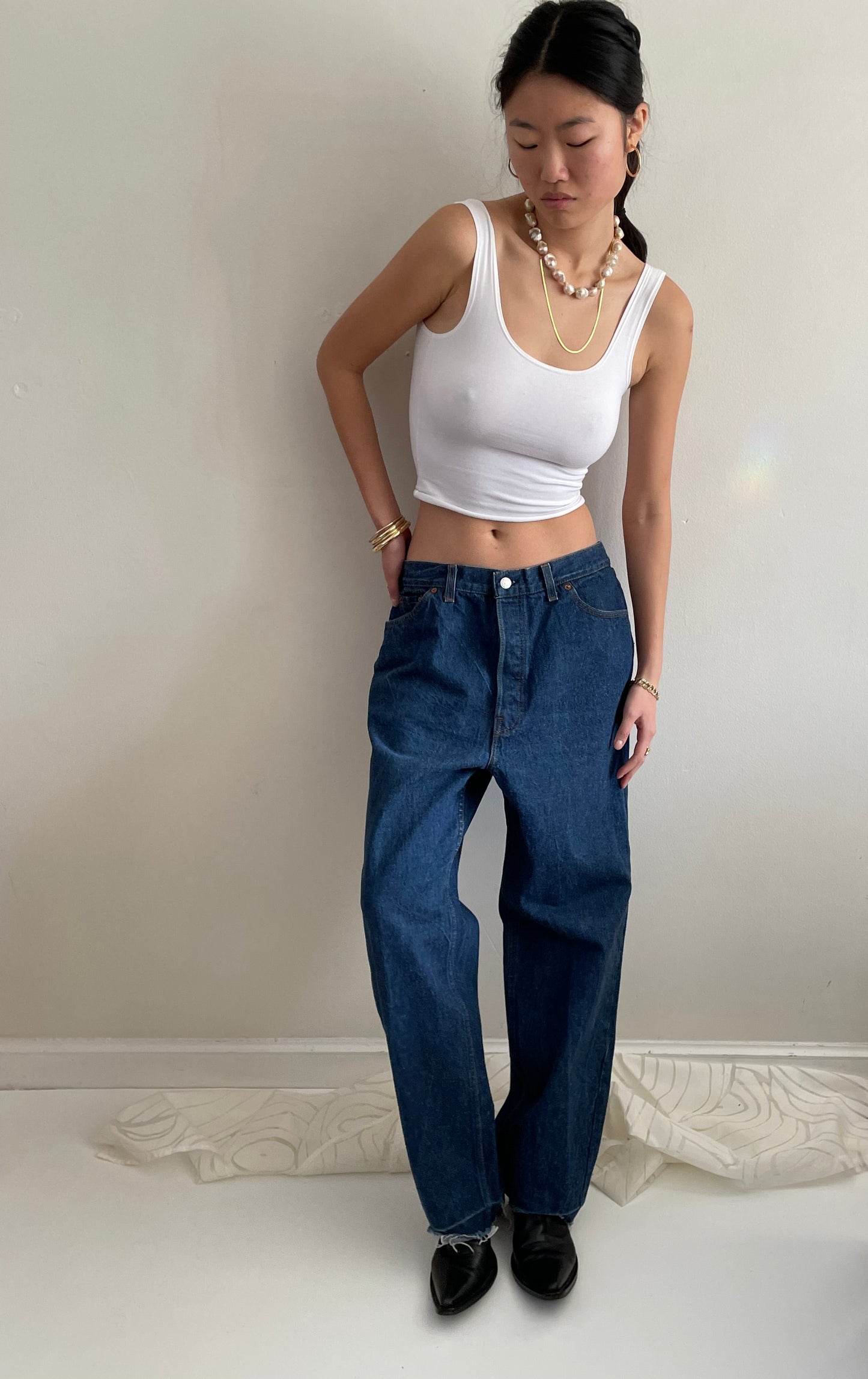vintage 70s Levi's raw dark wash baggy Levis jeans 501 0115 32 x 30