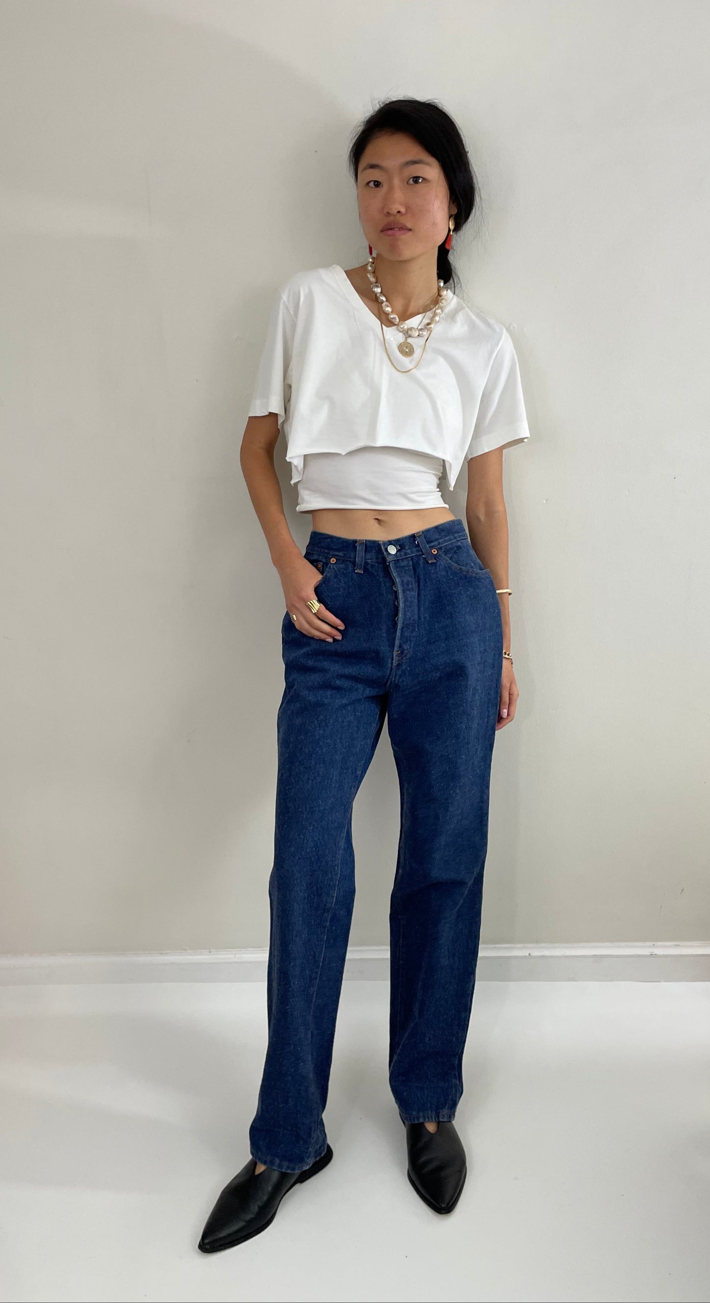 Vintage 80s Levi's shrink to fit medium wash petite Levis jeans for women made in USA 27 x 32