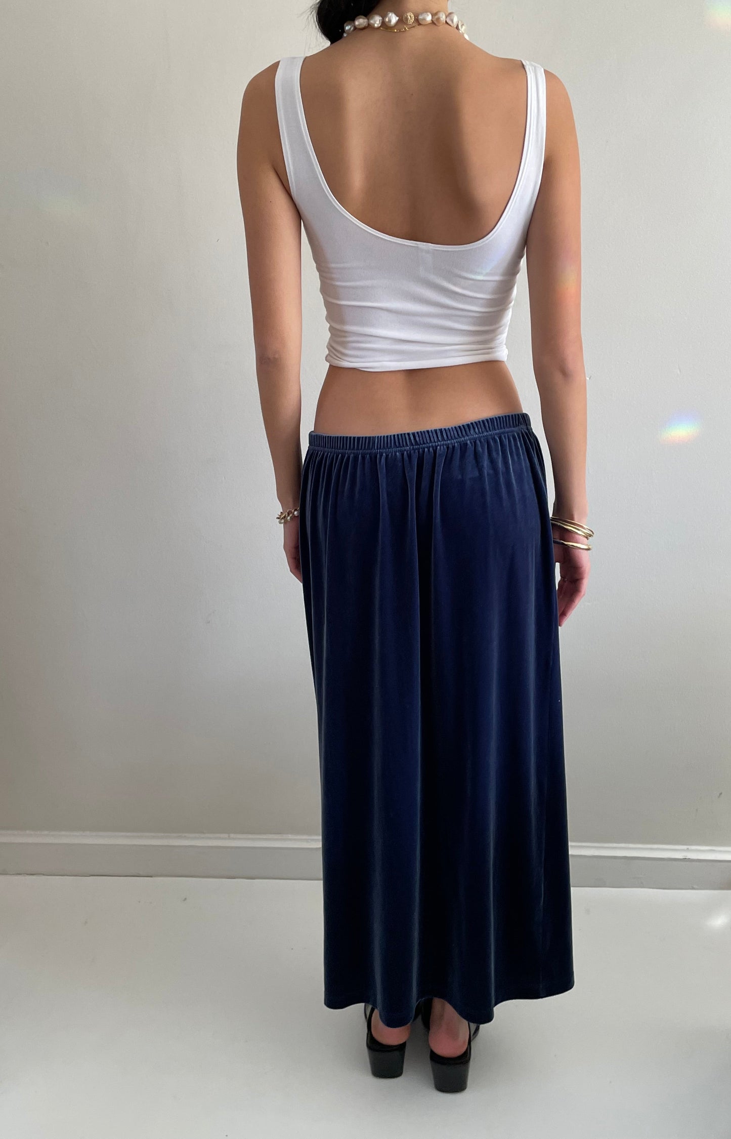 vintage 90s stretch velvet 2 piece indigo blue tunic sweatshirt + skirt matching set XL