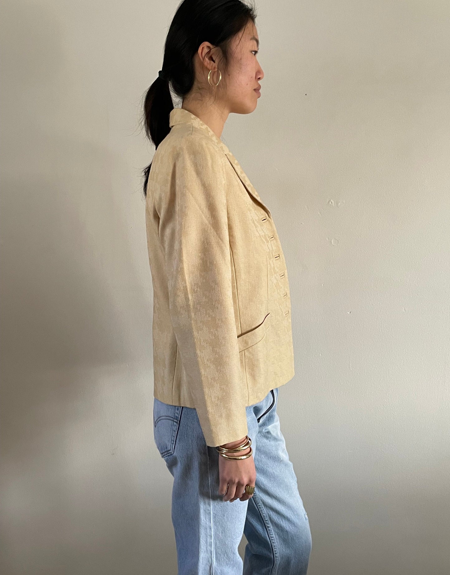 vintage 90s all season wool buttercream Nipon blazer M