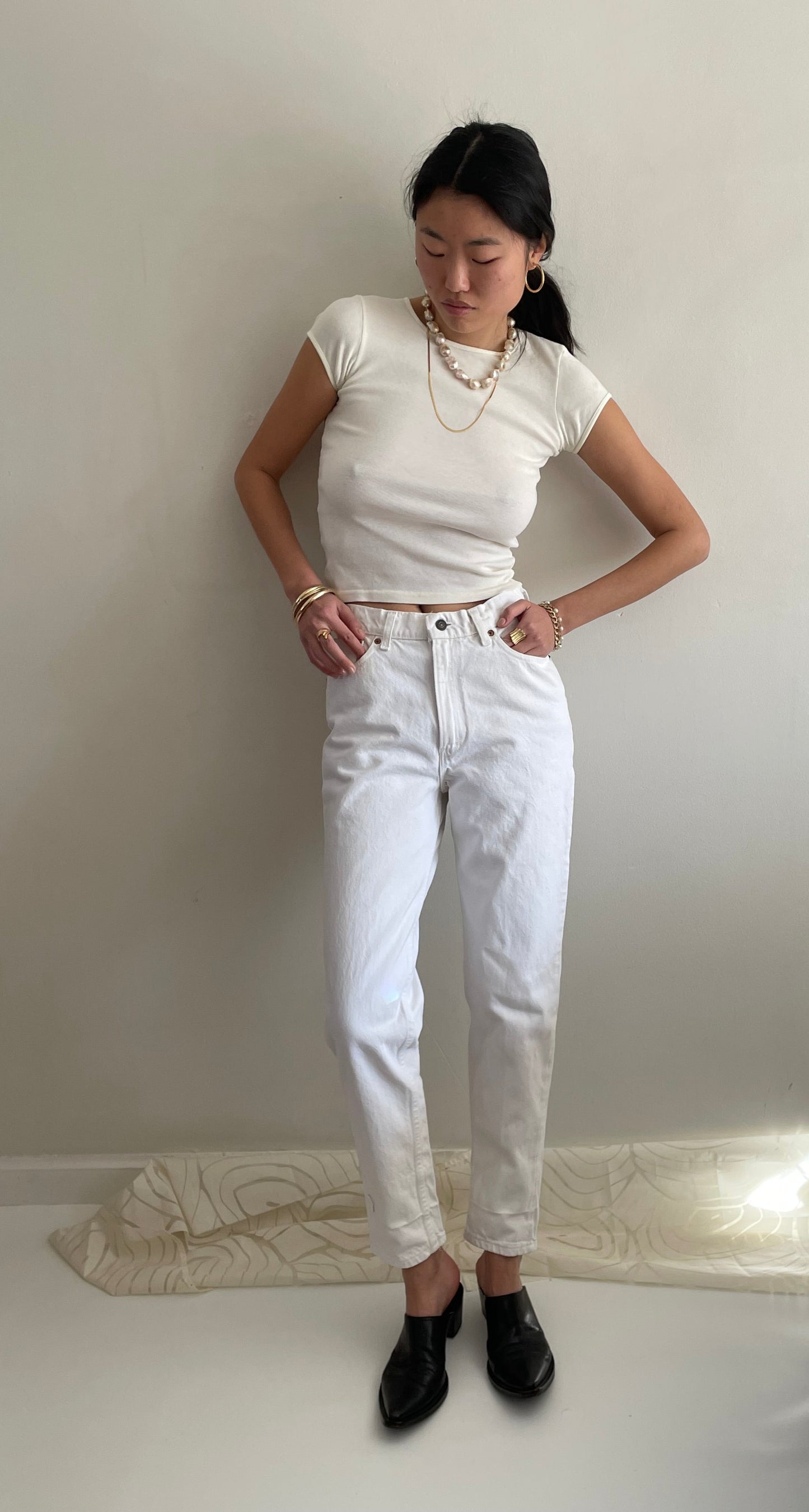 vintage 80s white Levi's womens high waisted red tab white Levis jeans USA size 27