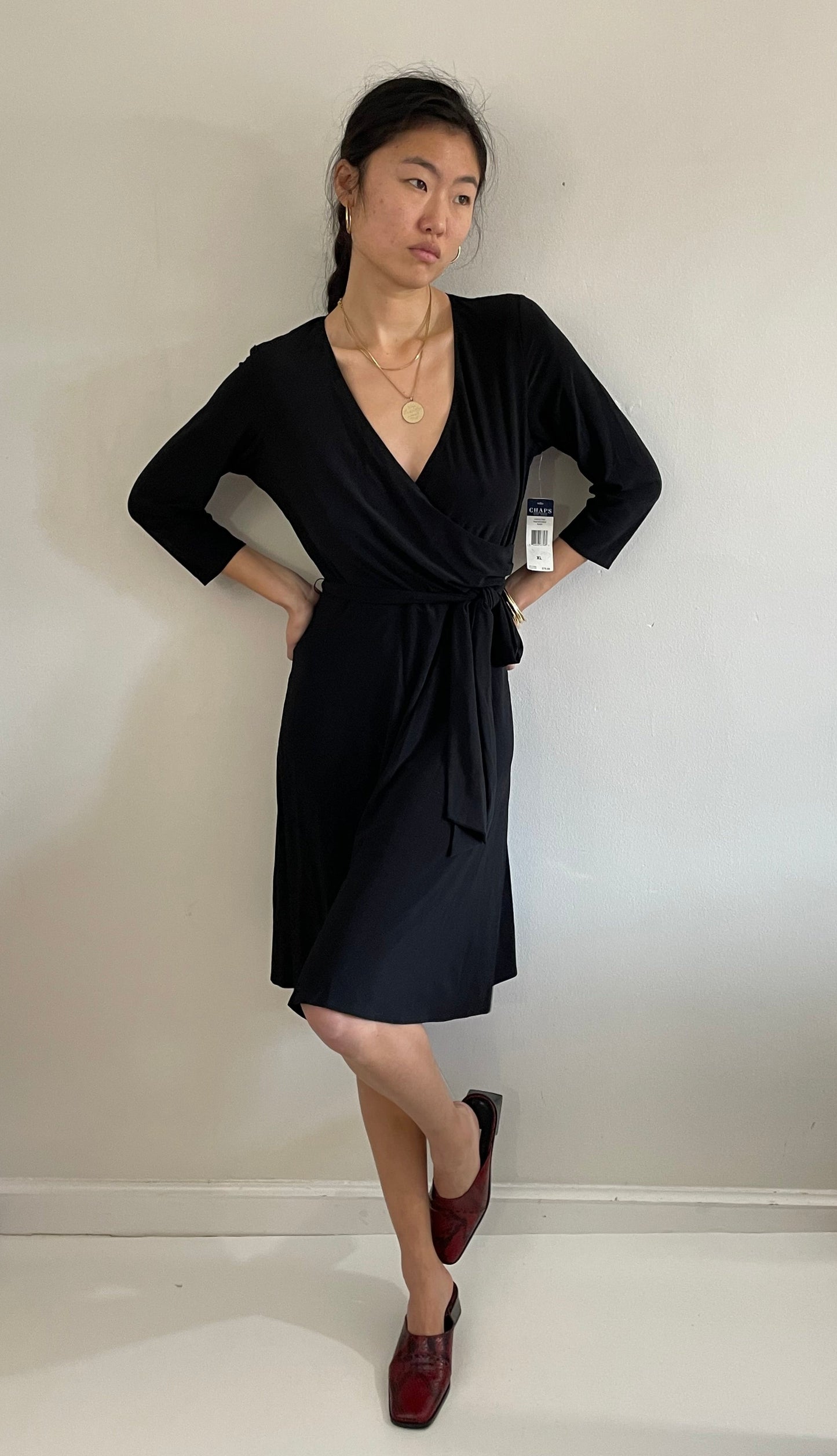 vintage y2k Ralph Lauren surplice neckline wrap dress