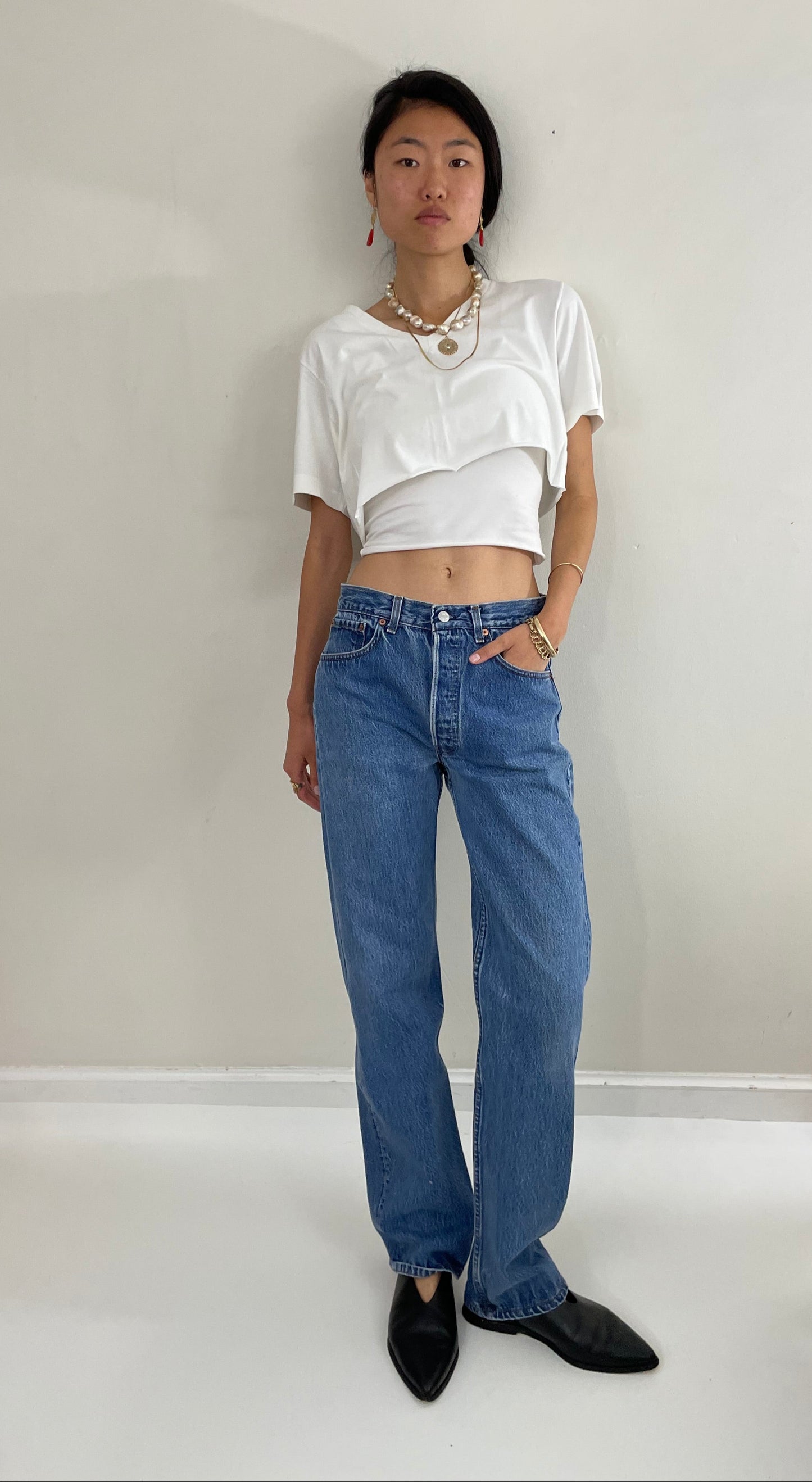 Vintage 80s Levi's jeans faded shrink to fit button fly red tab boyfriend Levis 501 jeans tall size 30 x 32 New