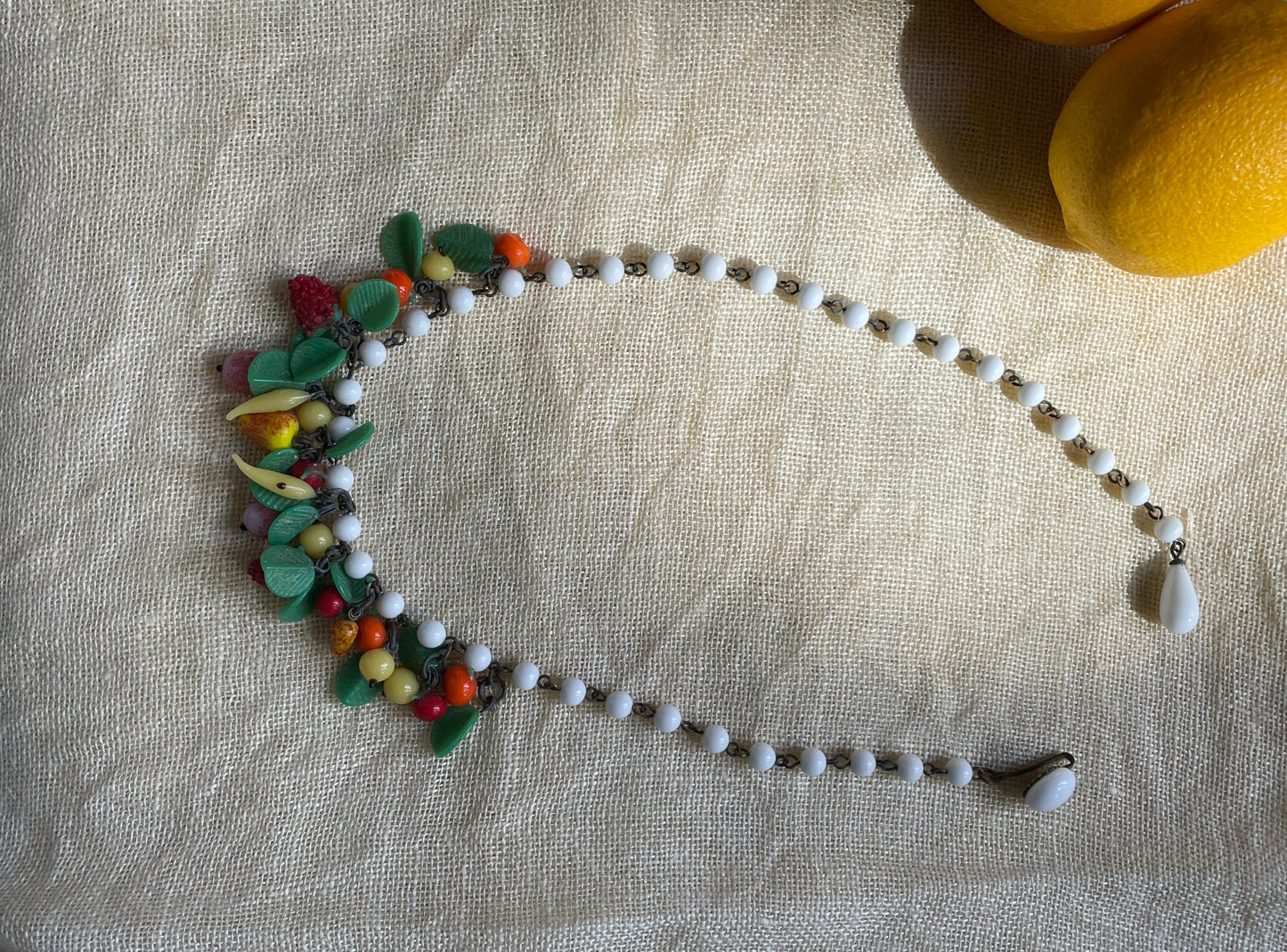 vintage glass fruit salad tutti frutti charm choker necklace made in Japan | vintage jewelry