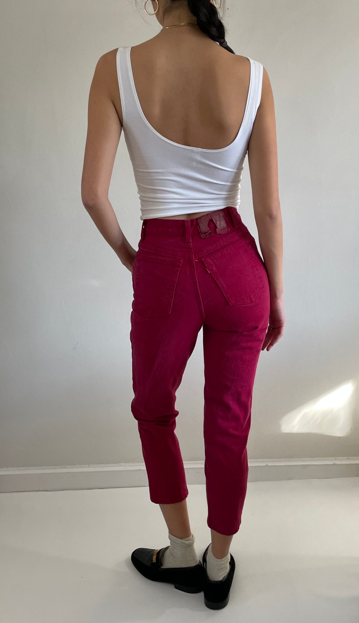 vintage red Levi's 501 high waisted button fly Levis womens red denim jeans size 25