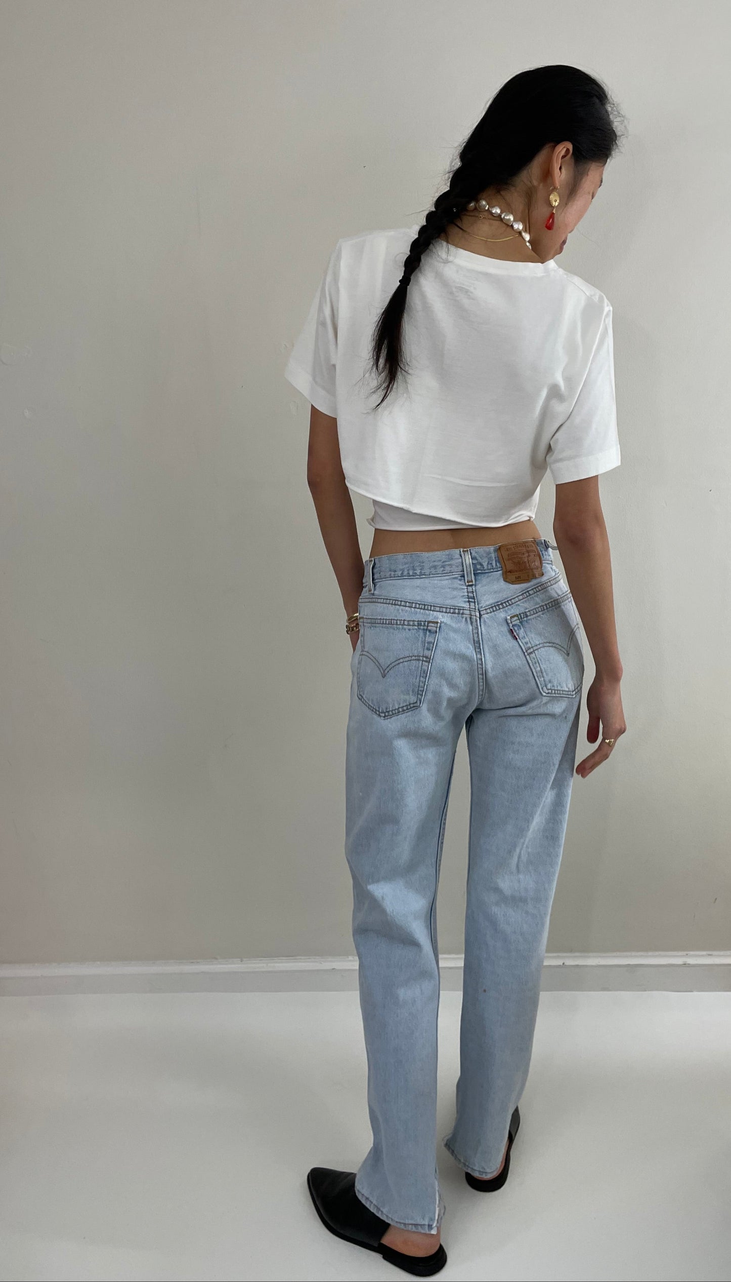 Vintage 80s Levi's 501 faded light wash button fly boyfriend Levis red tab jeans made in USA size 29 x 31