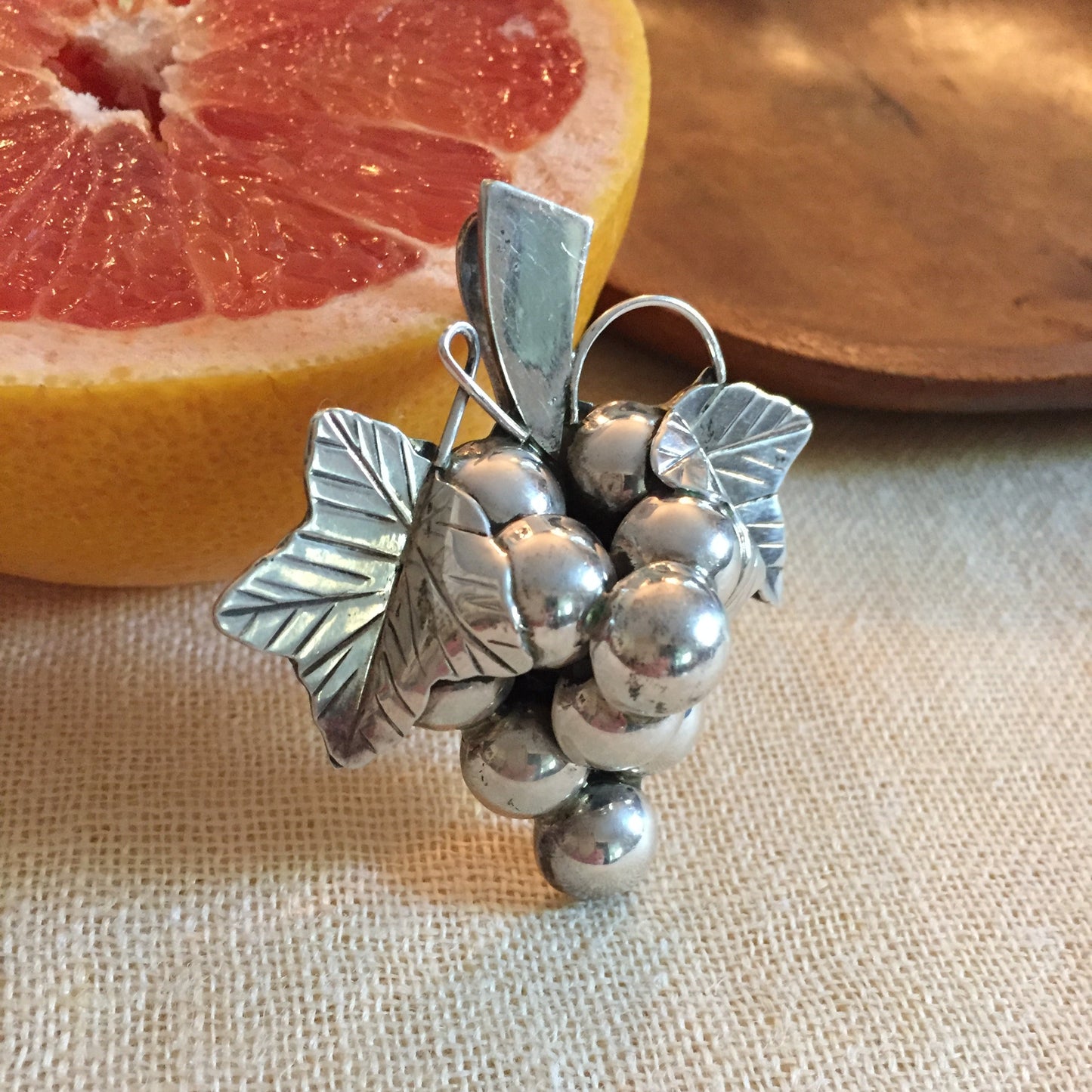 vintage 90s Taxco sterling silver 925 handcrafted grape cluster pendant or brooch Mexico Taxco
