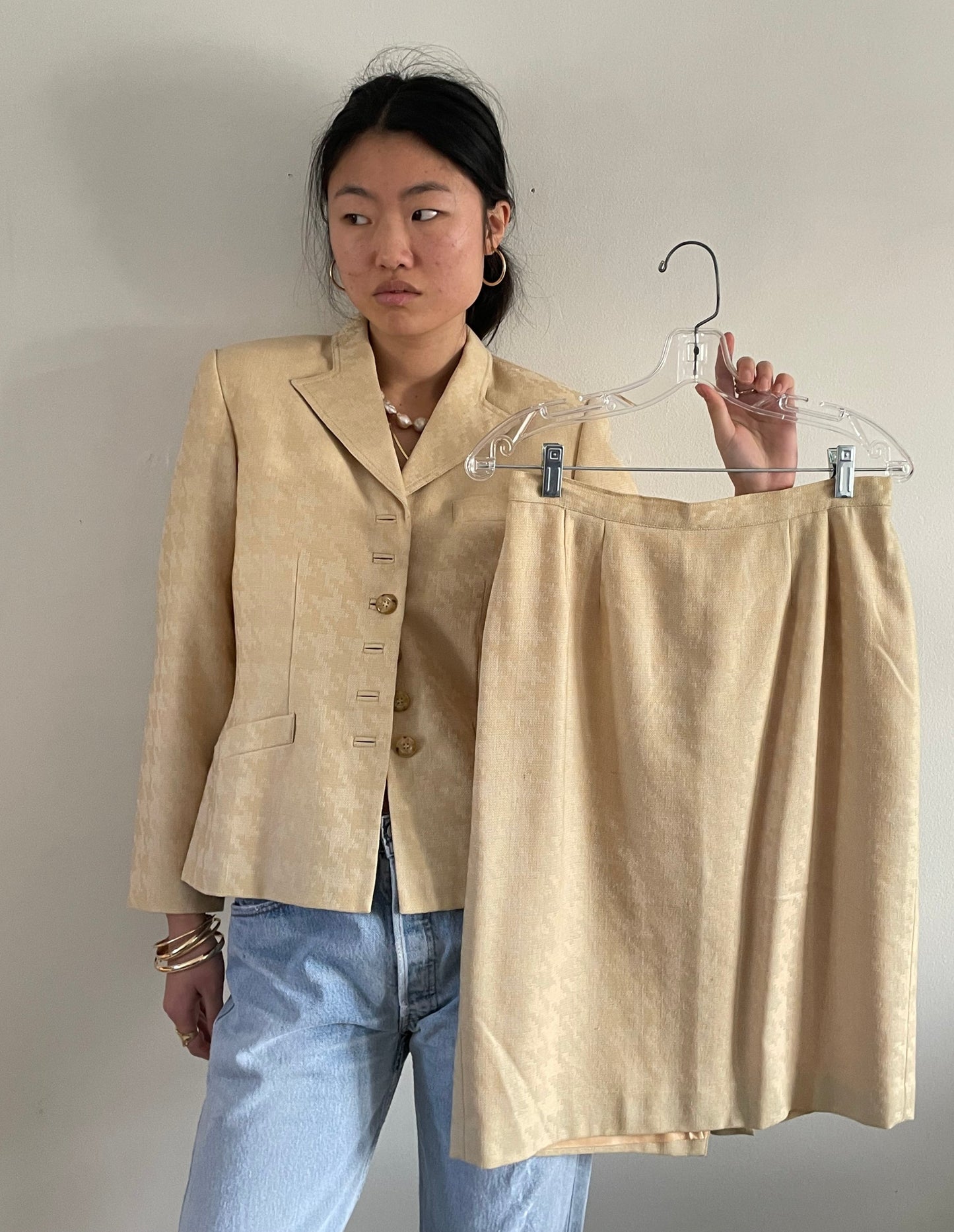 vintage 90s all season wool buttercream Nipon blazer M