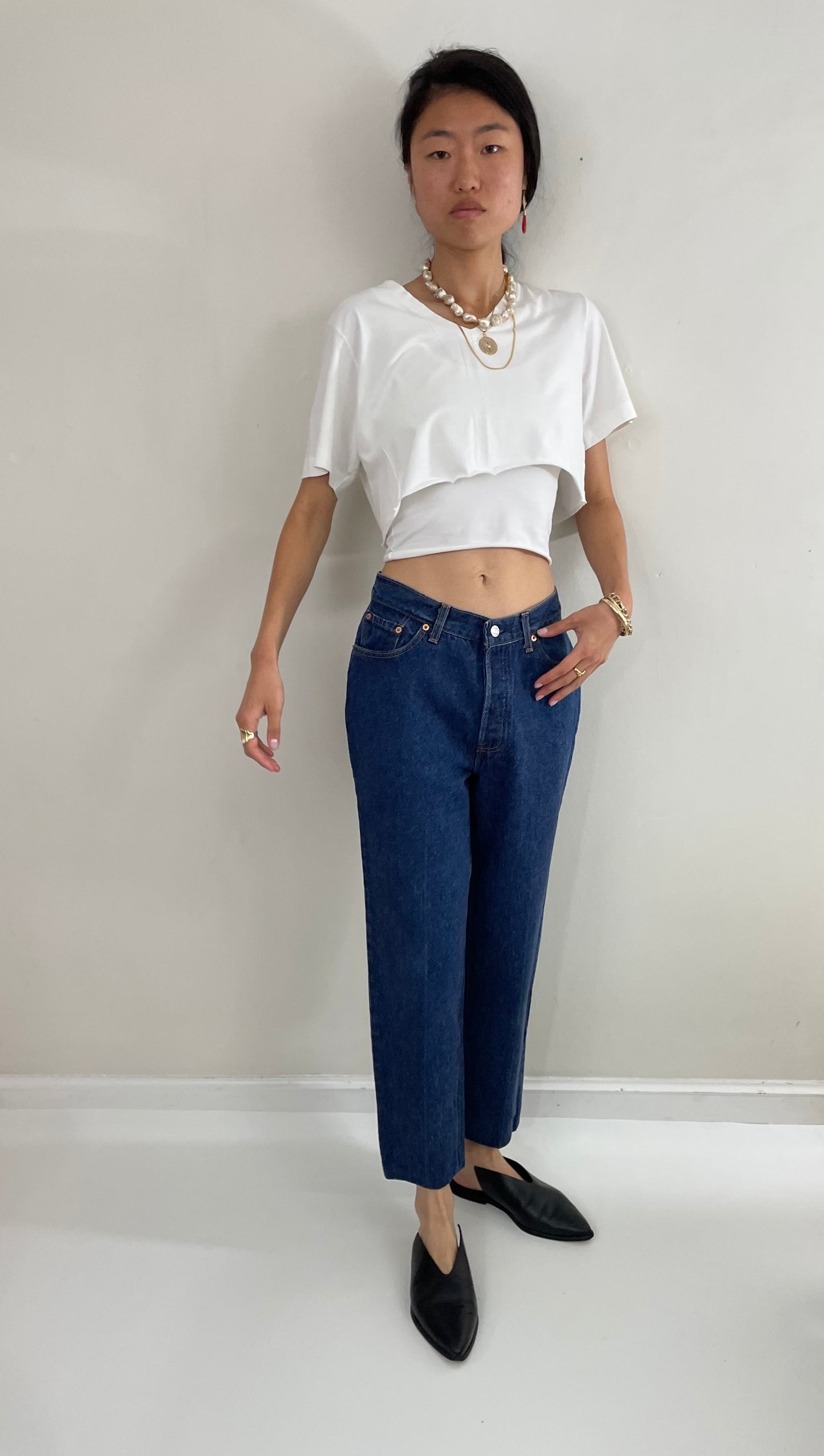 Vintage 80s Levi's 501 shrink to fit petite womens button fly dark wash Levis jeans size 27 x 27
