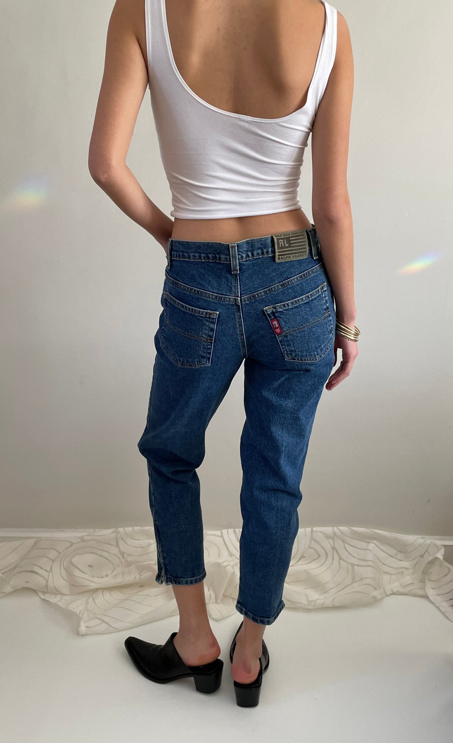 vintage 90s Ralph Lauren cropped capri ankle zip jeans size 29 waist