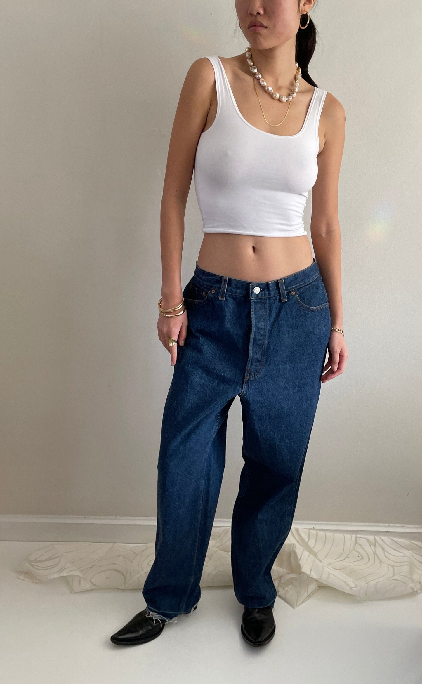 vintage 70s Levi's raw dark wash baggy Levis jeans 501 0115 32 x 30