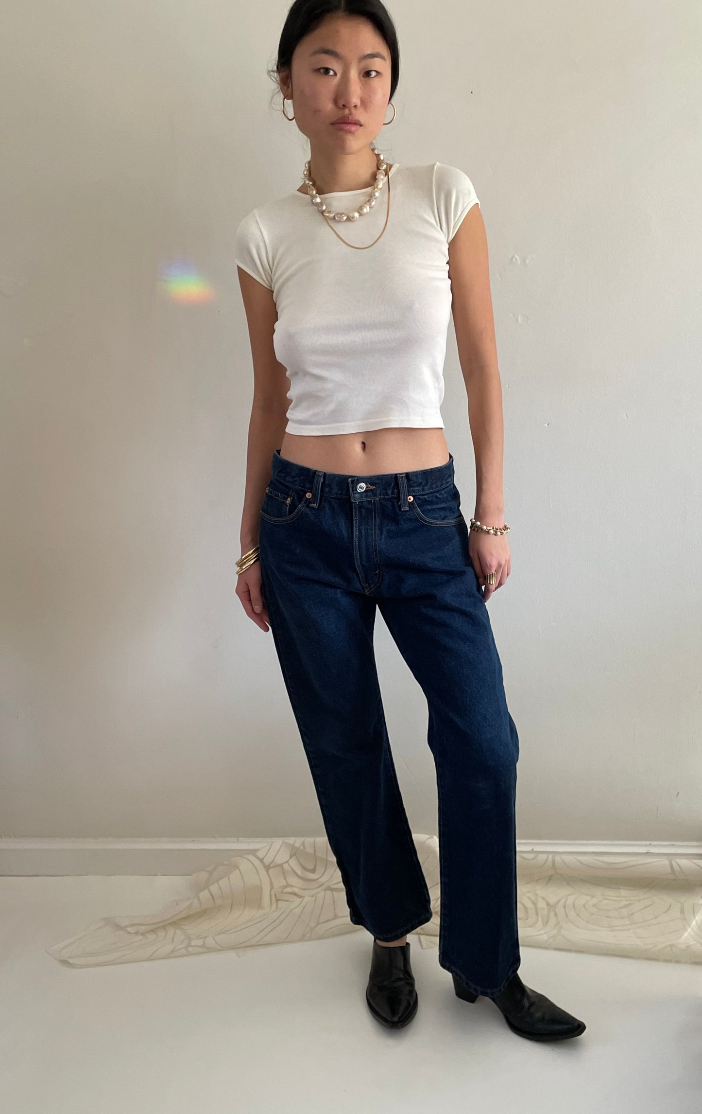 vintage Levi's 517 dark wash boyfriend cowboy zipper fly Levis jeans size 32 x 30