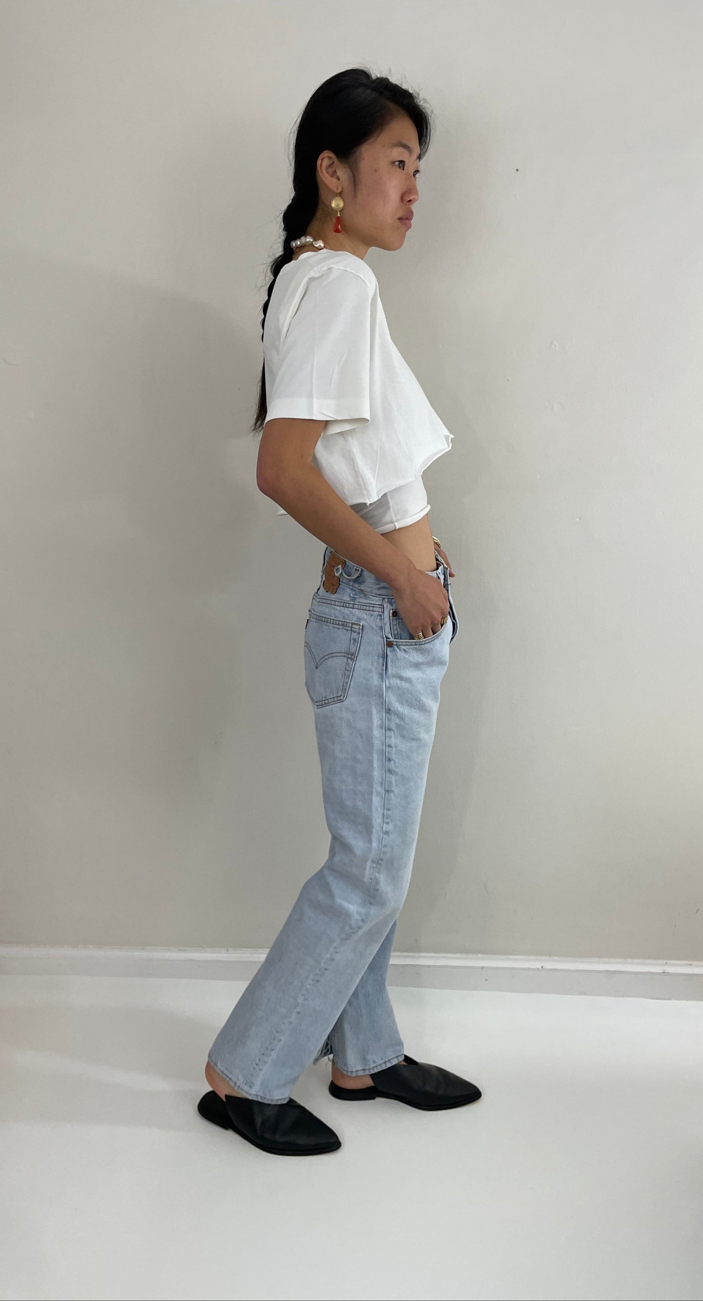 Vintage 80s Levi's 501 faded light wash button fly boyfriend Levis red tab jeans made in USA size 29 x 31
