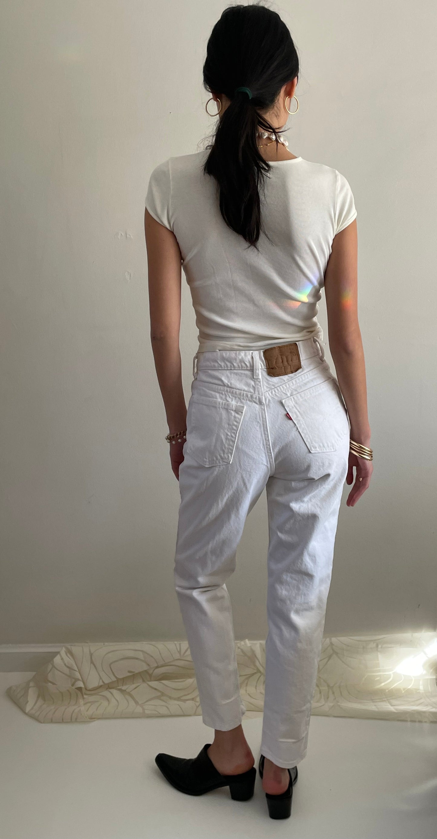 vintage 80s white Levi's womens high waisted red tab white Levis jeans USA size 27