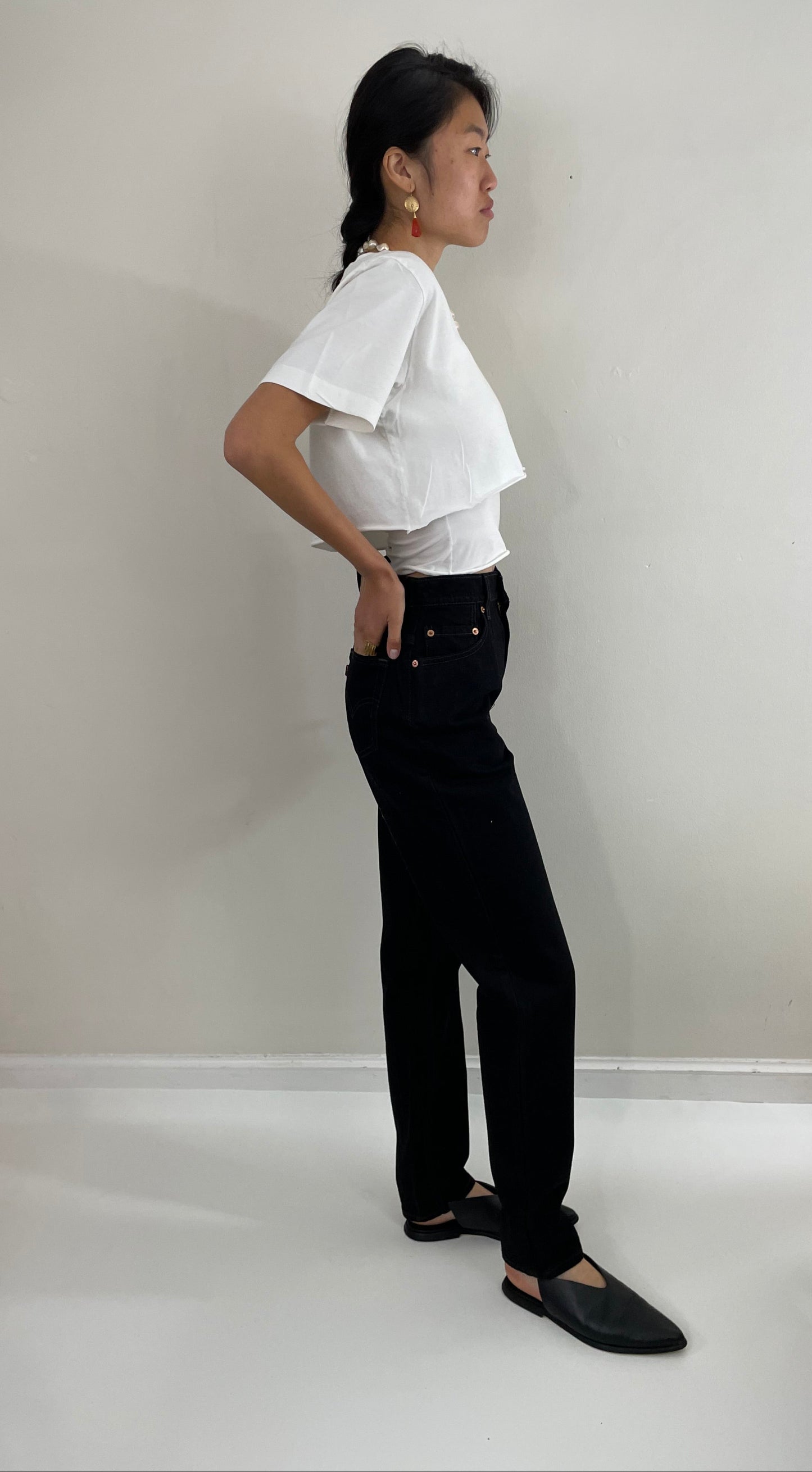 Vintage black 80s Levi's 550 high waisted tall zipper fly dark black dressy deadstock new 80s Levis tall jeans size 27 x 33